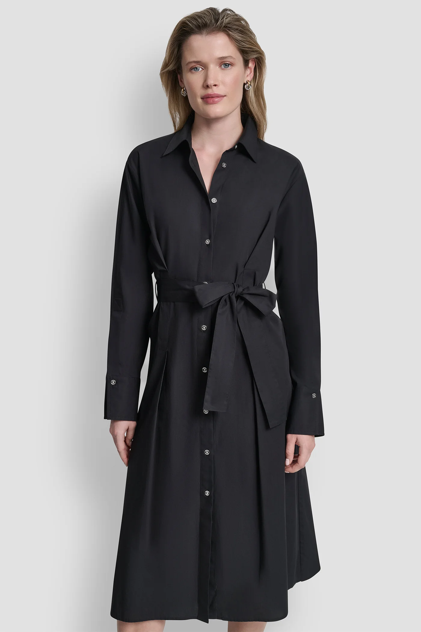 BUTTON DOWN MIDI SHIRT DRESS - Image 3