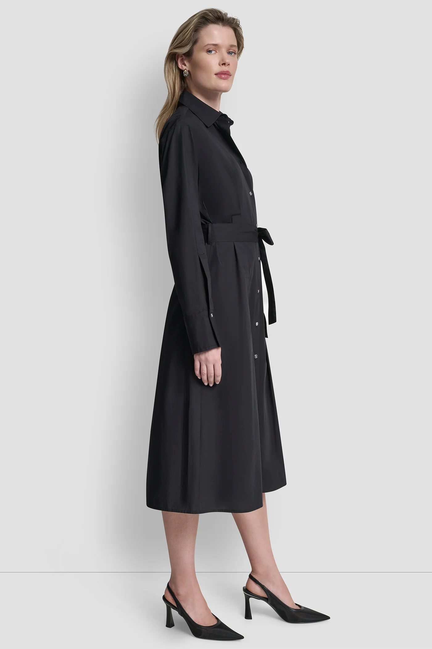 BUTTON DOWN MIDI SHIRT DRESS - Image 4