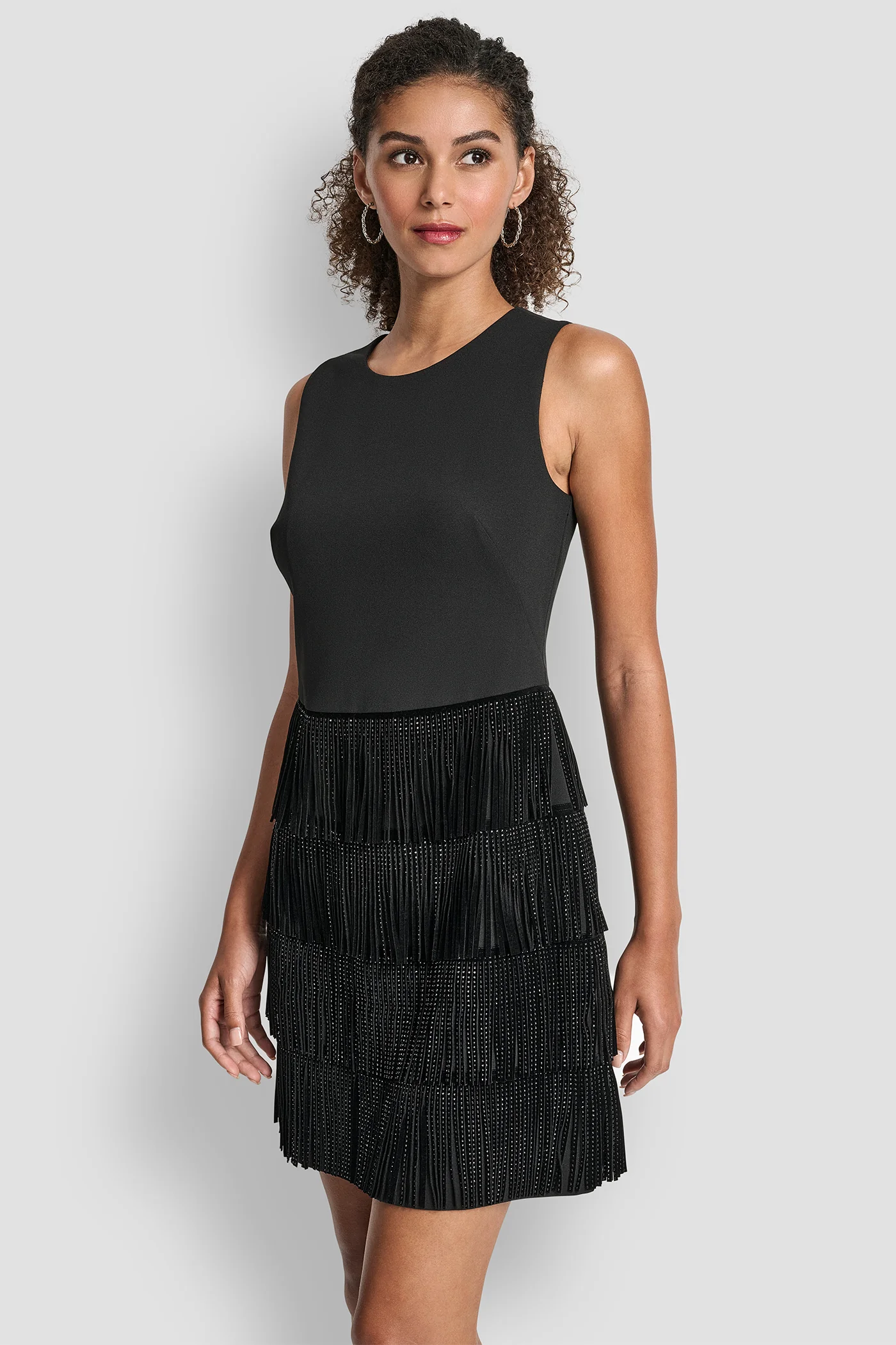SLEEVELESS SHIFT DRESS WITH TIERED SKIRT - Image 3