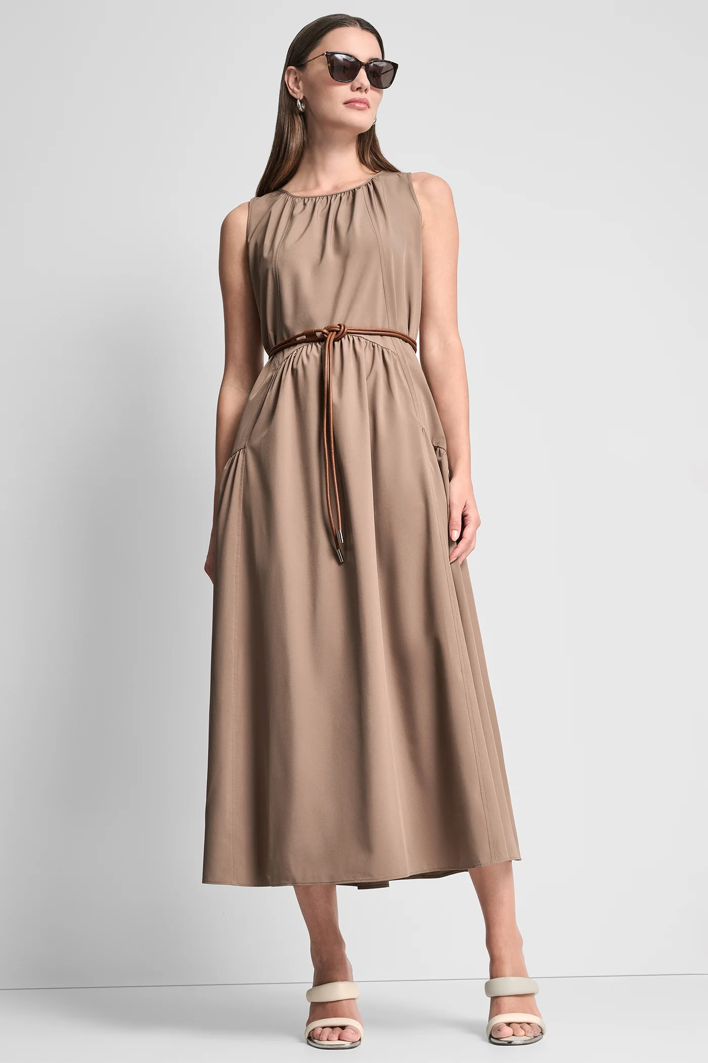 SLEEVELESS DROP-WAIST MIDI DRESS - Image 3