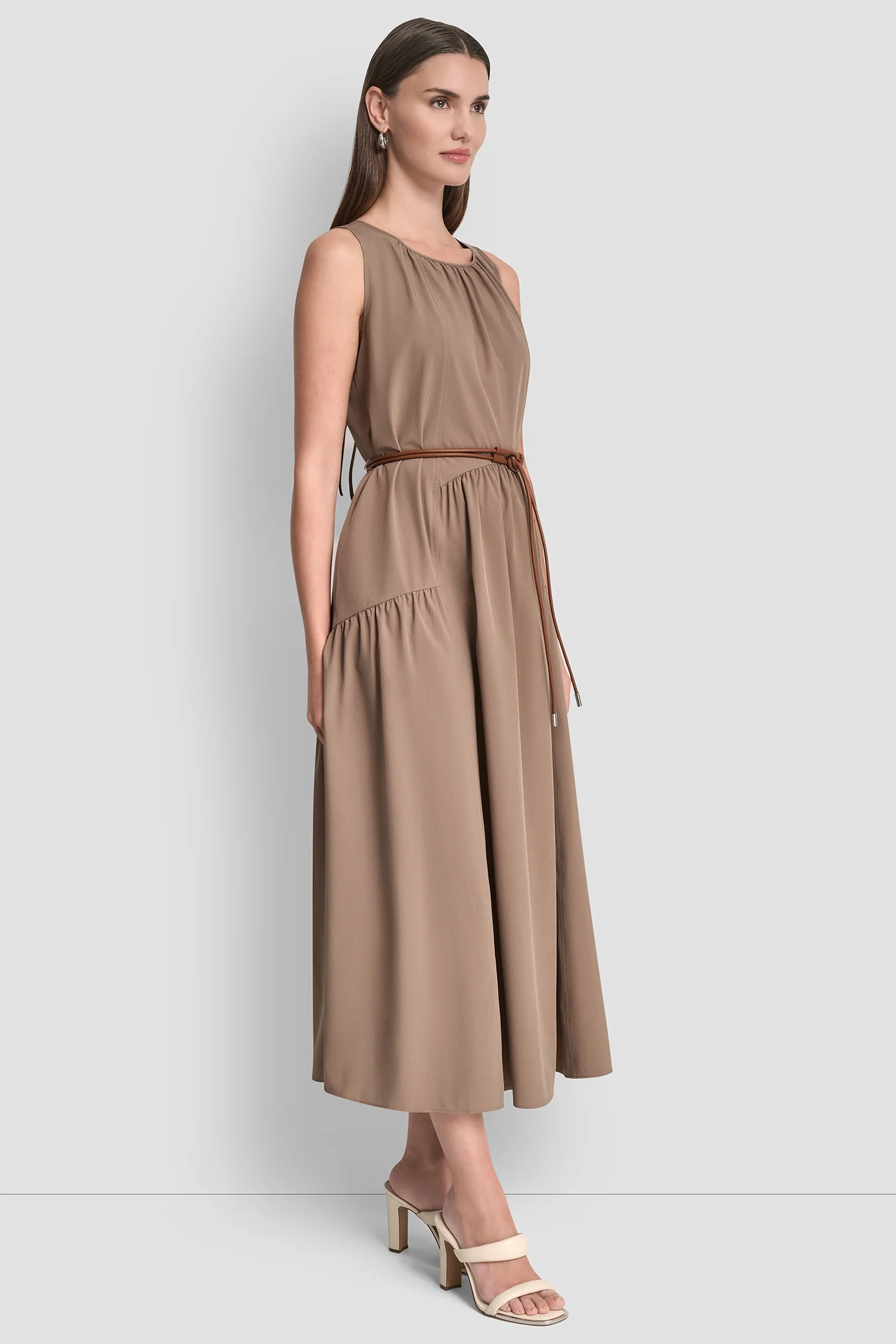 SLEEVELESS DROP-WAIST MIDI DRESS - Image 4