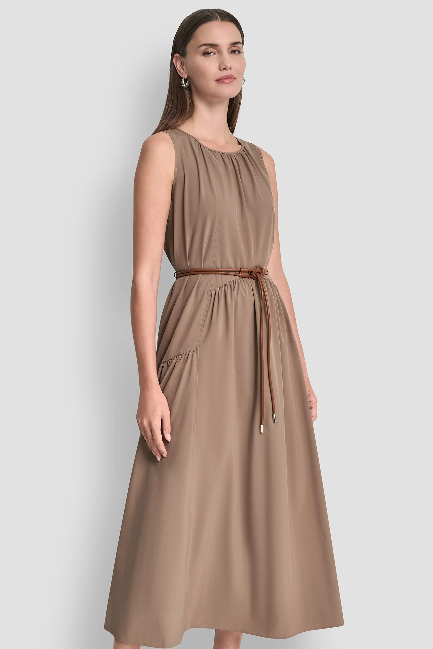 SLEEVELESS DROP-WAIST MIDI DRESS - Image 5