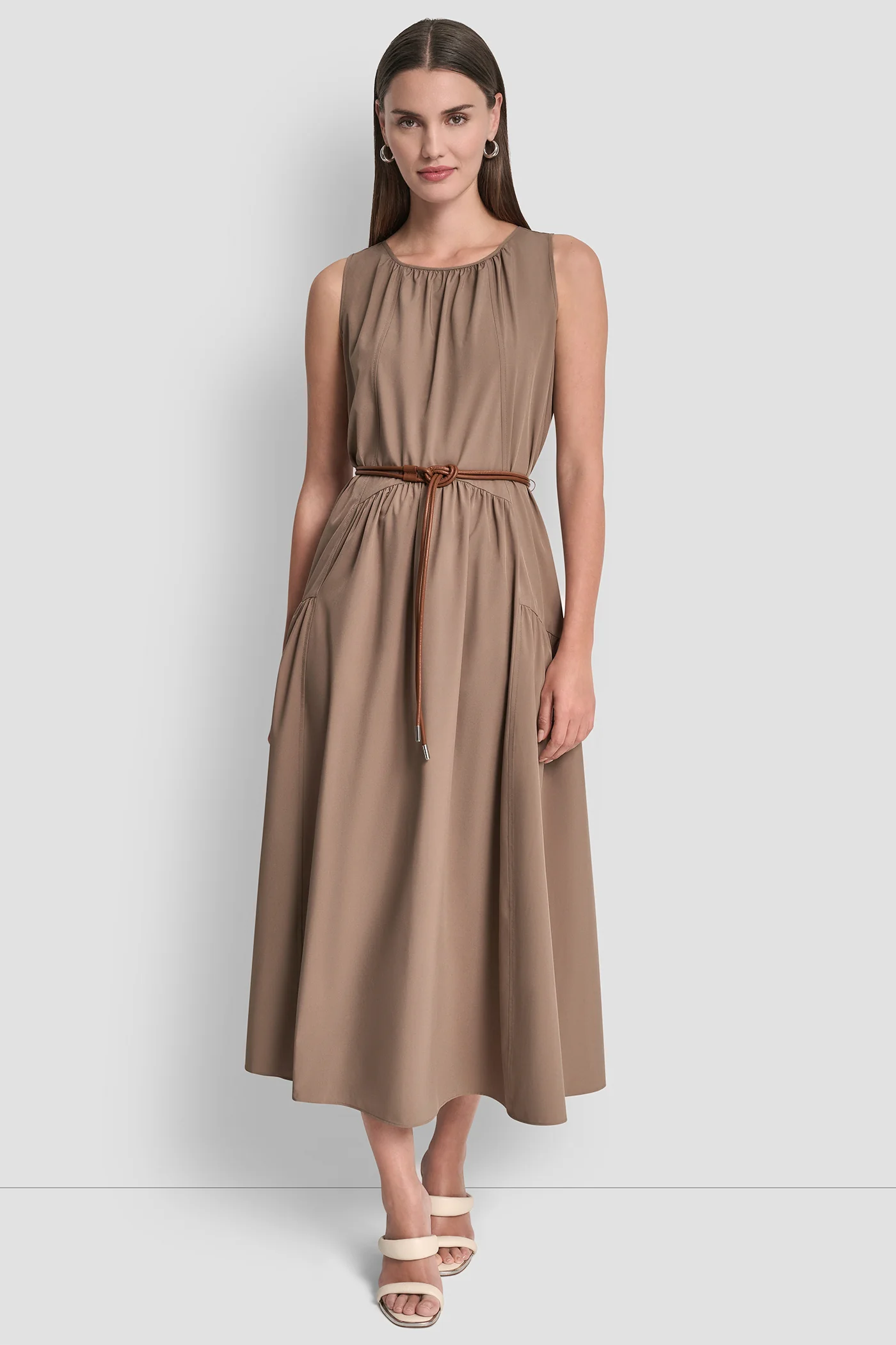 SLEEVELESS DROP-WAIST MIDI DRESS - Image 6