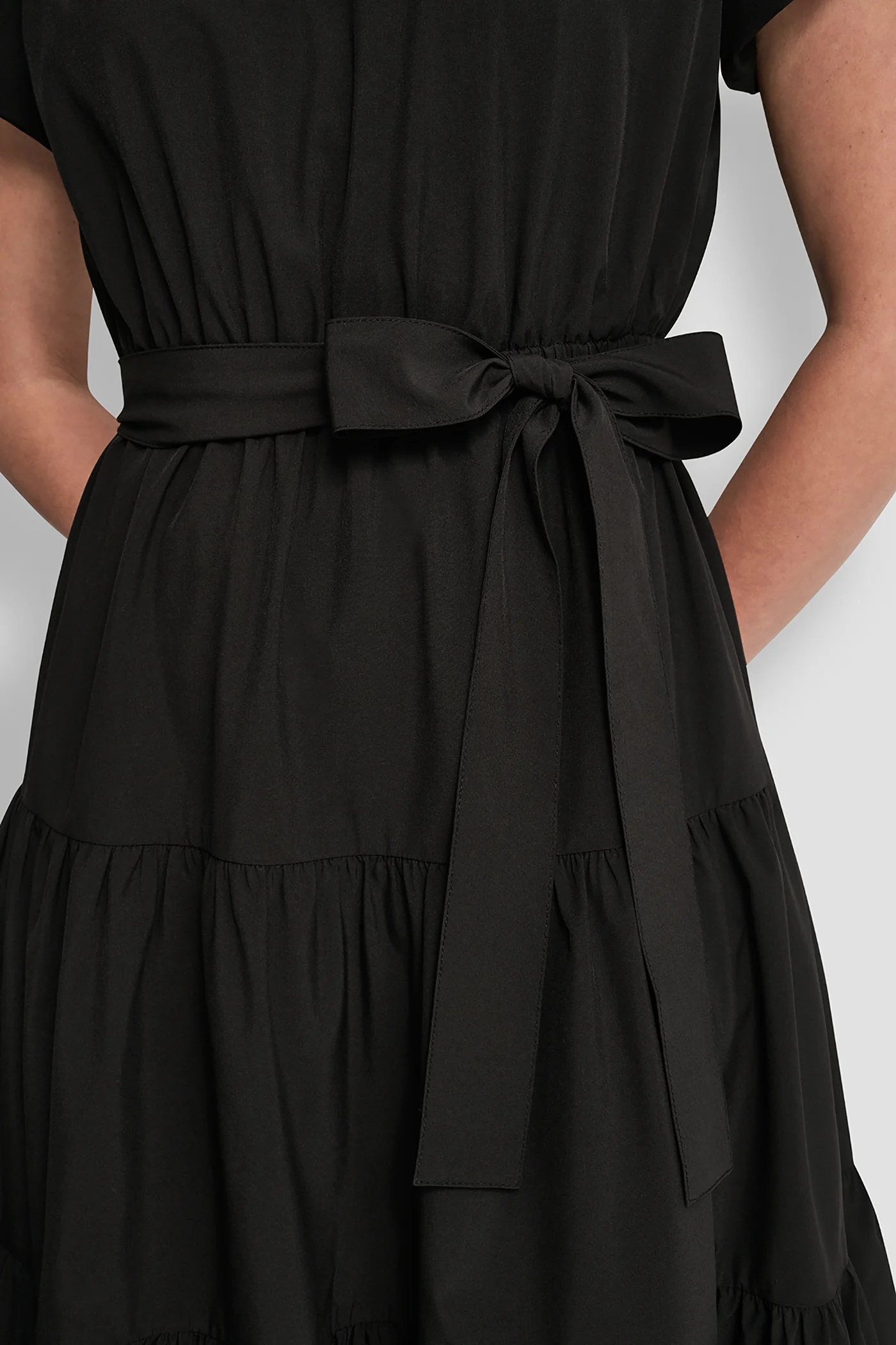 PUFF SLEEVE V-NECK FIT & FLARE DRESS - Image 7