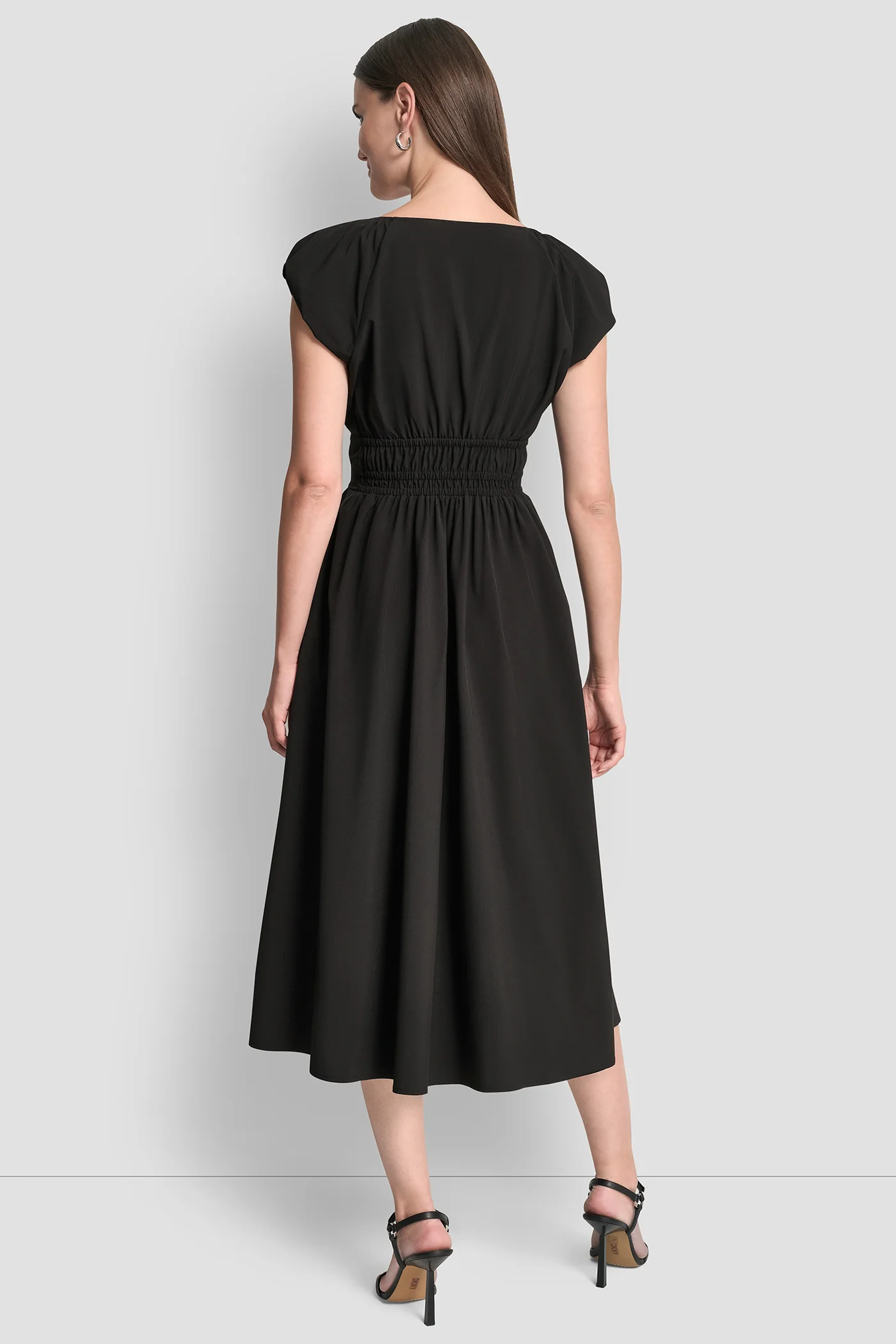 PUFF SLEEVE FIT & FLARE MIDI DRESS - Image 2