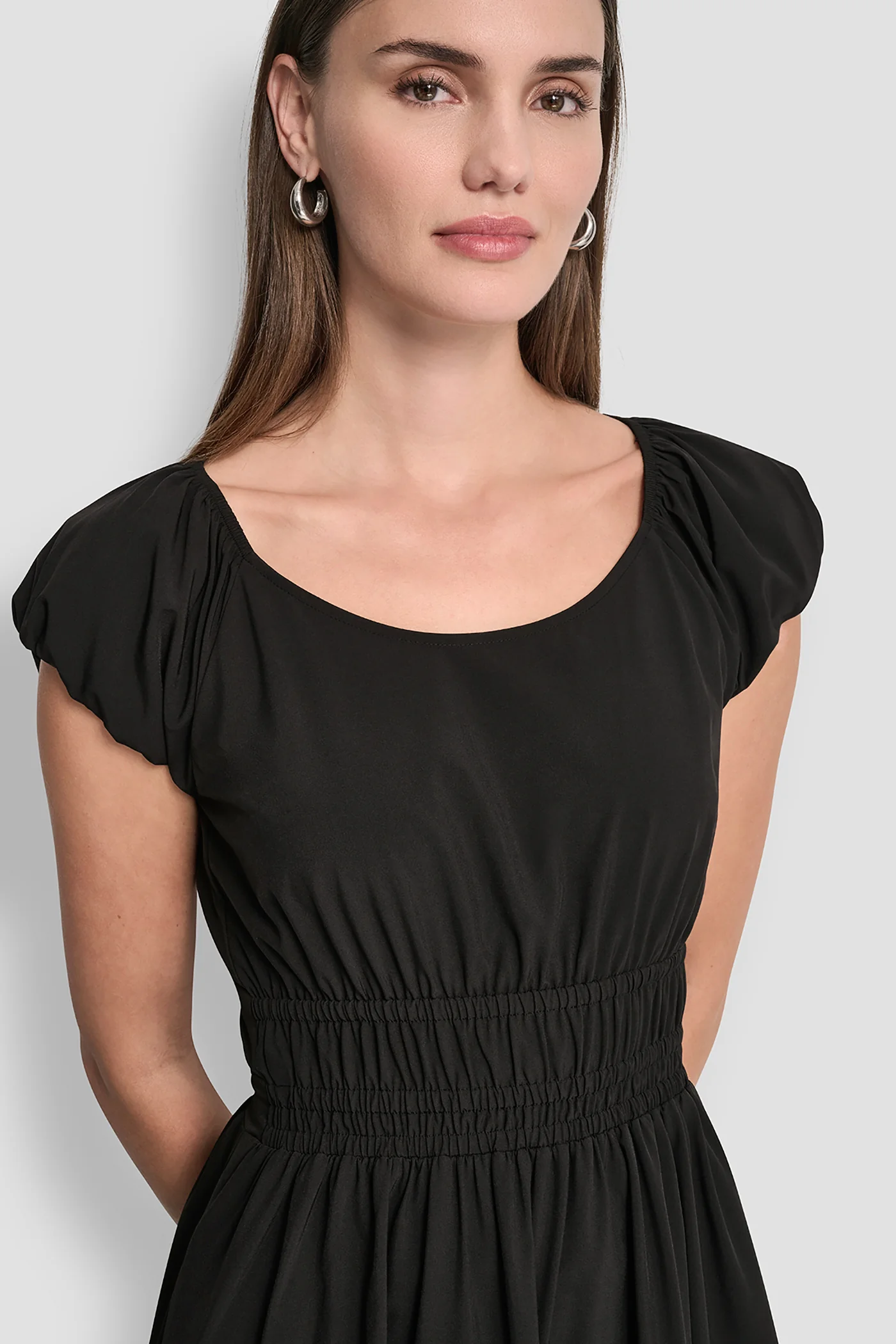 PUFF SLEEVE FIT & FLARE MIDI DRESS - Image 5