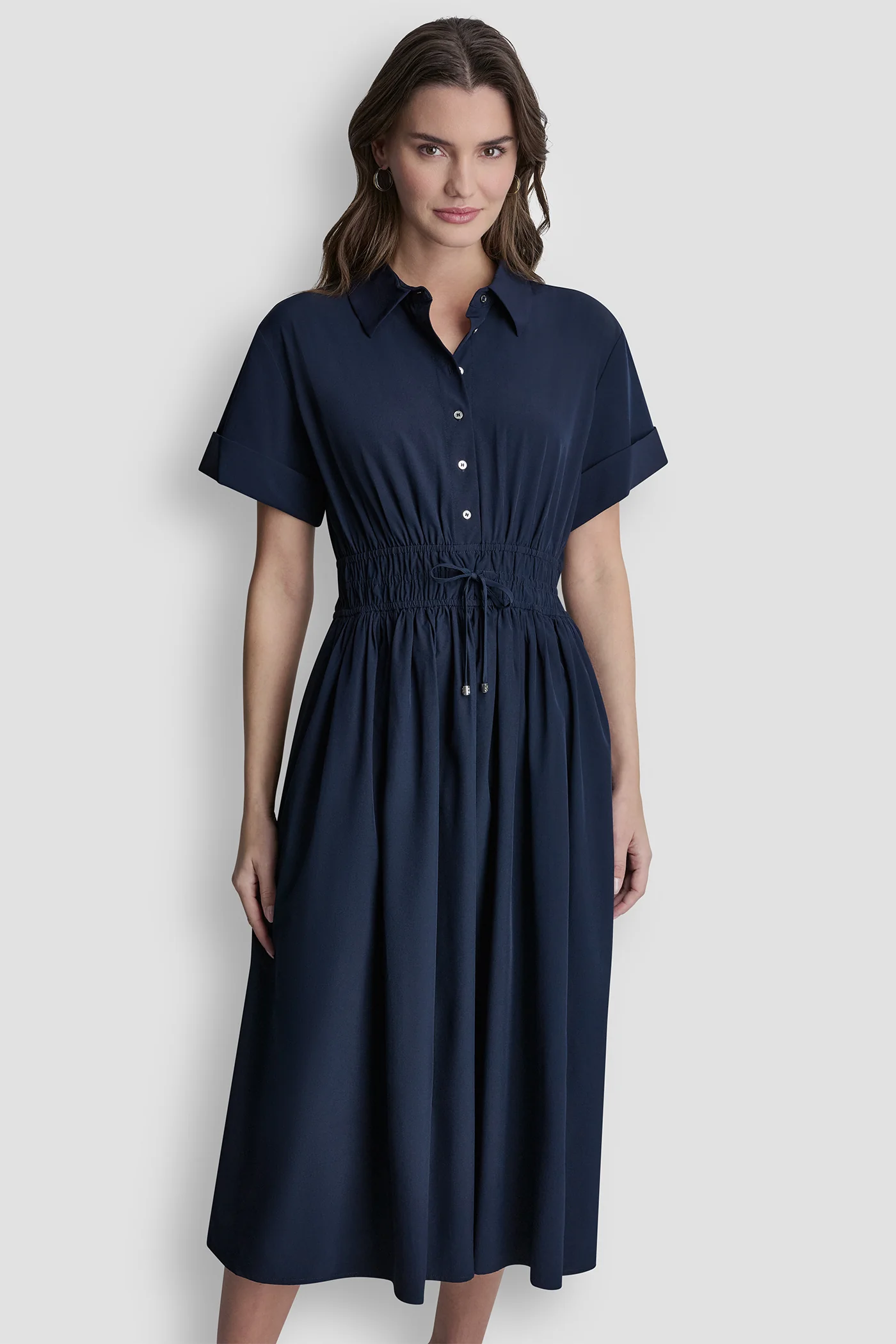SMOCKED-WAIST COMMUTER DRESS - Image 4