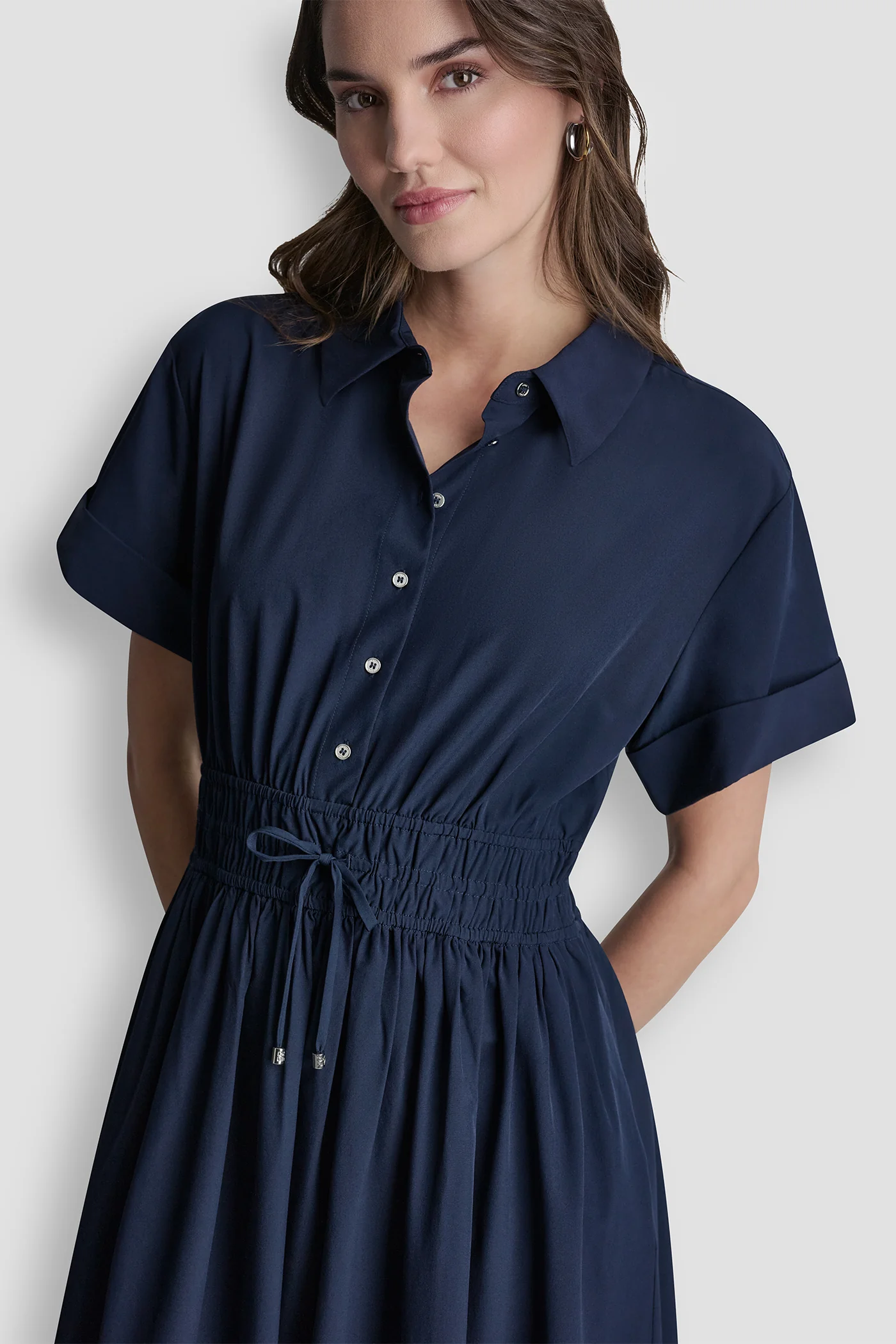 SMOCKED-WAIST COMMUTER DRESS - Image 6