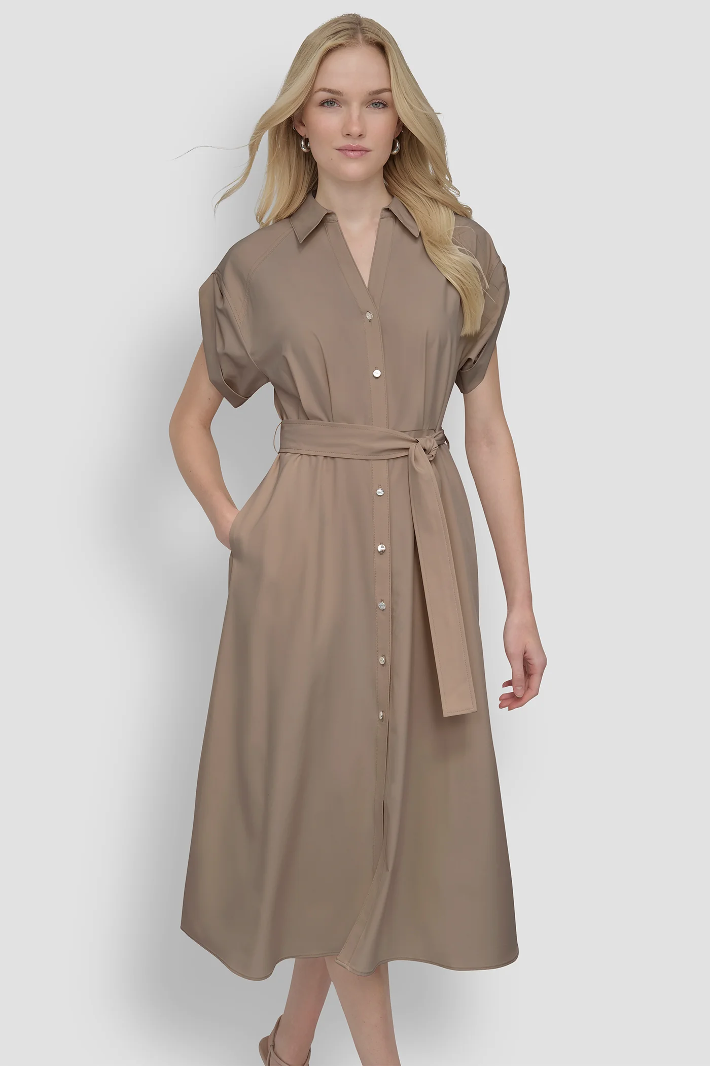 BUTTON-FRONT MIDI COMMUTER DRESS - Image 2