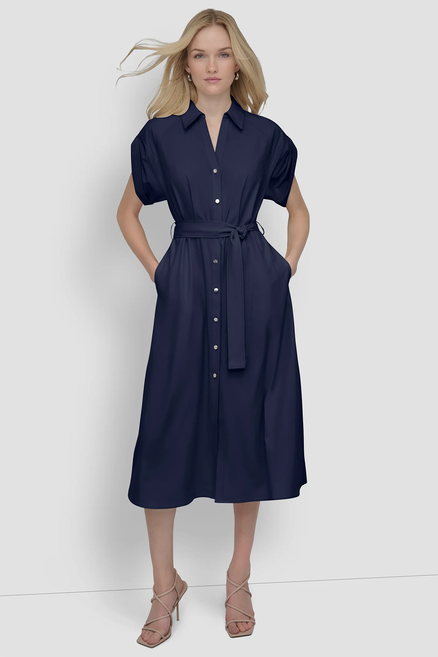 BUTTON-FRONT MIDI COMMUTER DRESS - Image 3