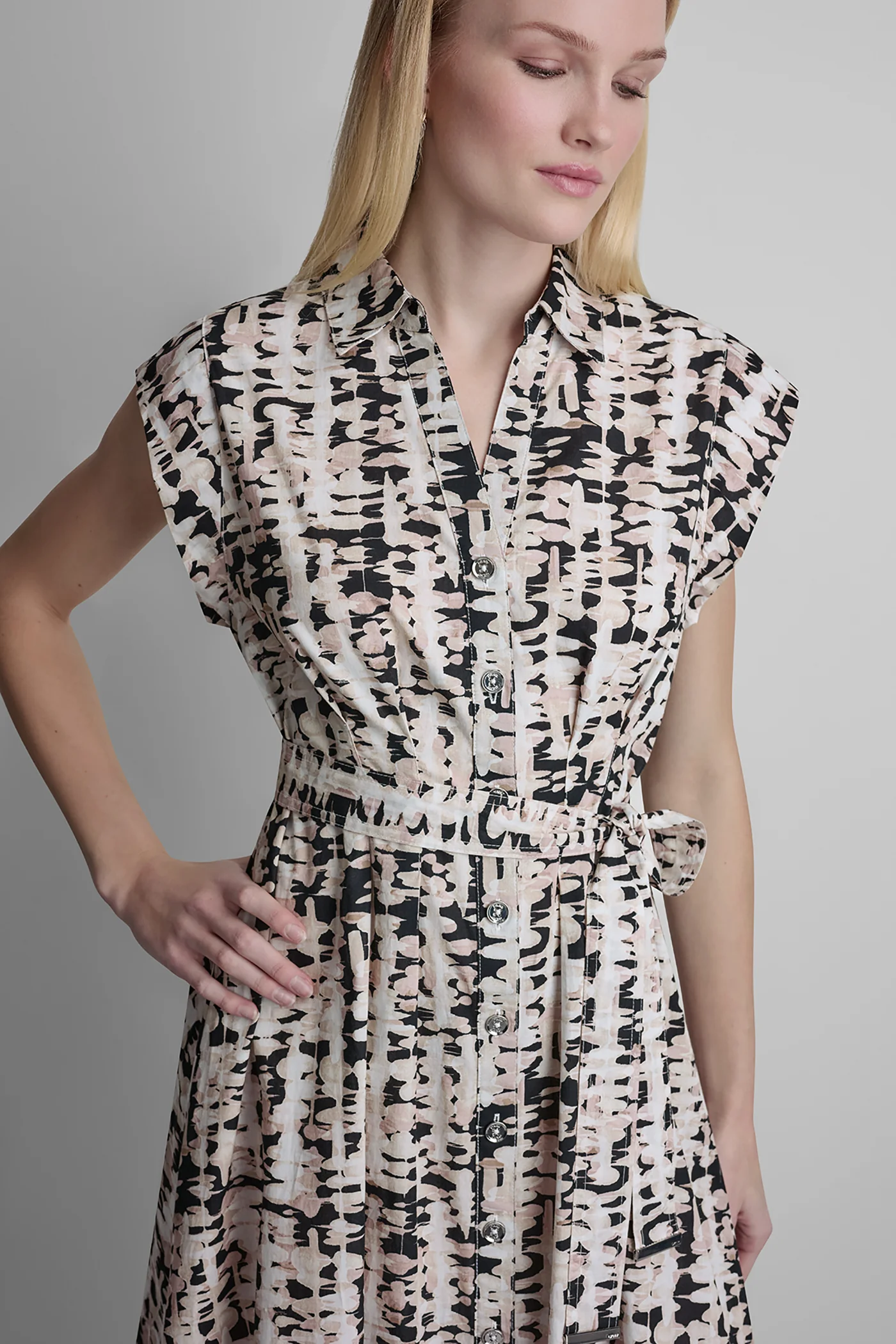 CAP-SLEEVE MIDI SHIRT DRESS - Image 5