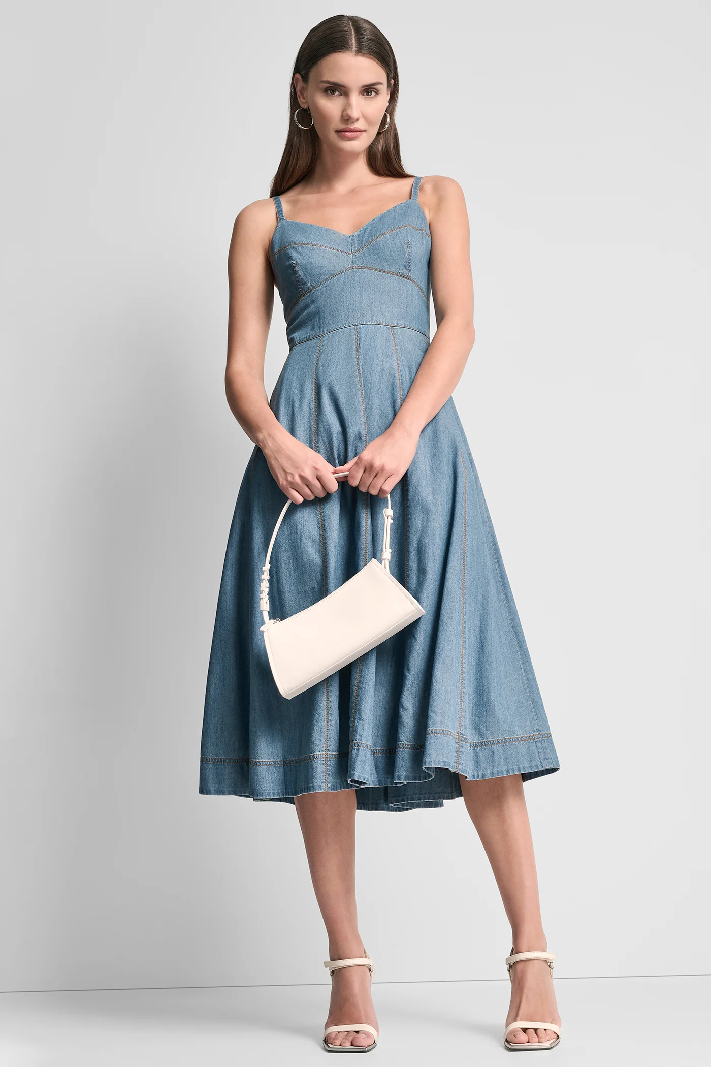 DENIM MIDI FIT & FLARE DRESS - Image 3