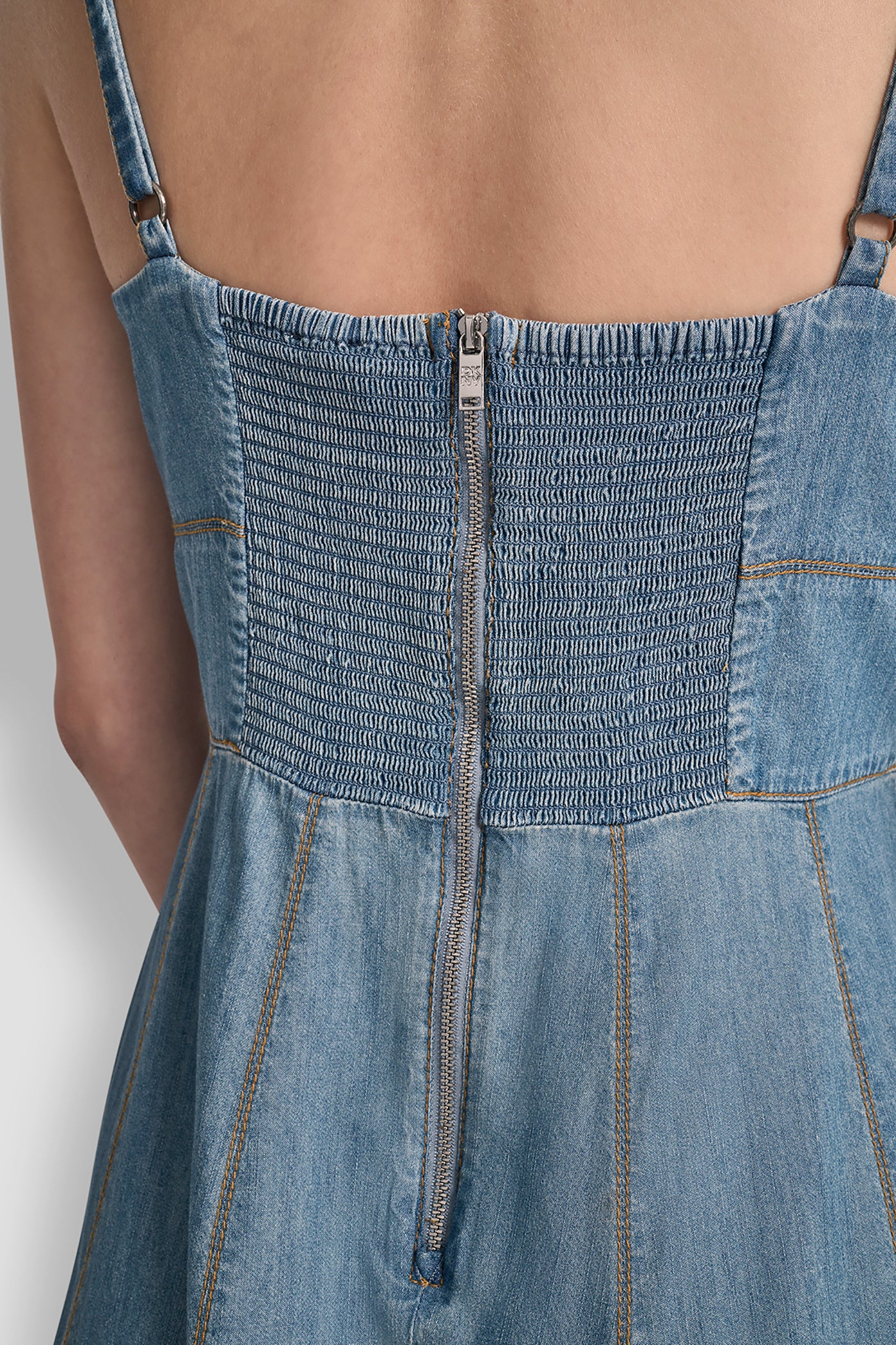 DENIM MIDI FIT & FLARE DRESS - Image 8