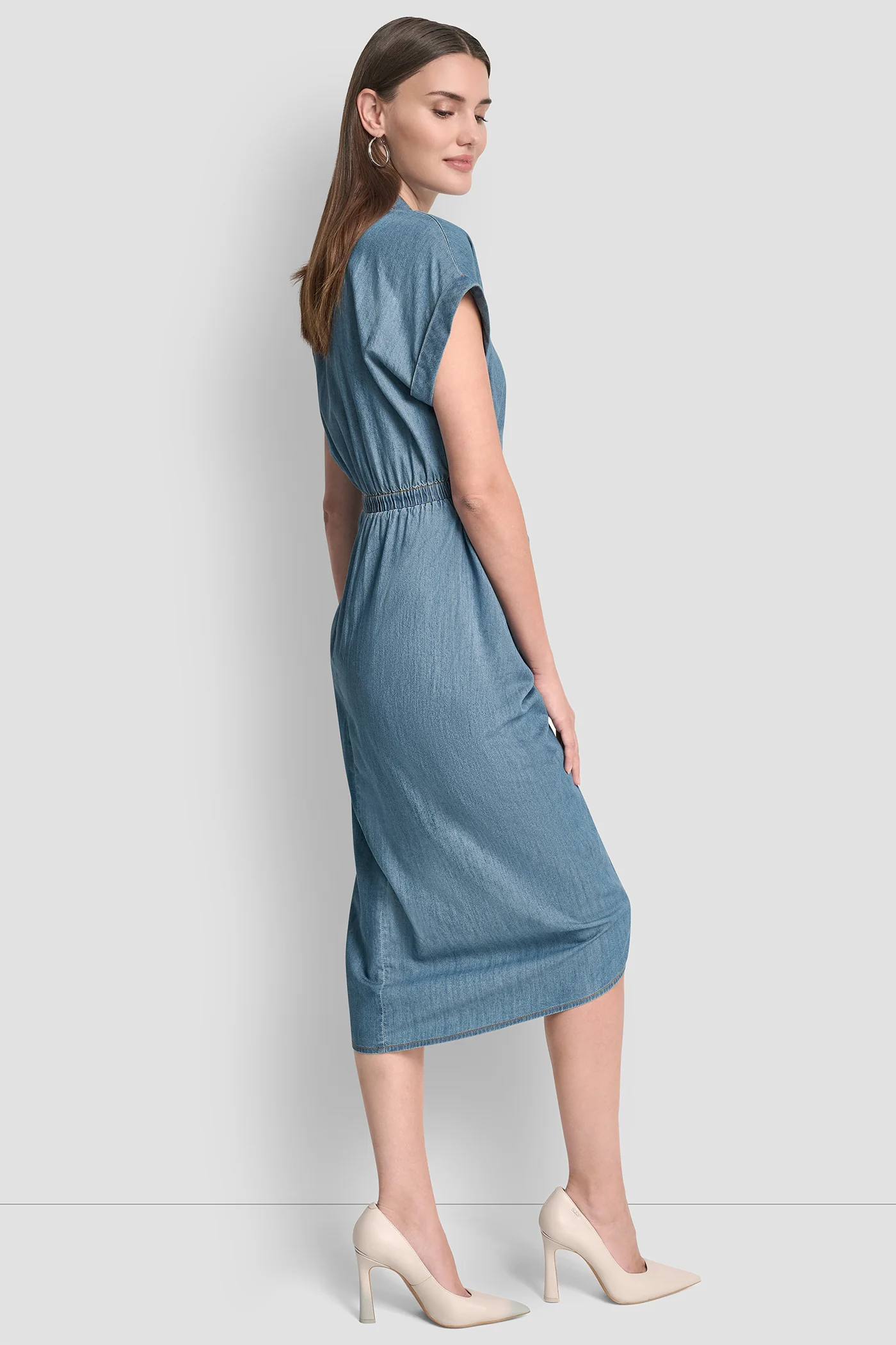 SHORT SLEEVE MIDI SHIRT DRESS - Image 3
