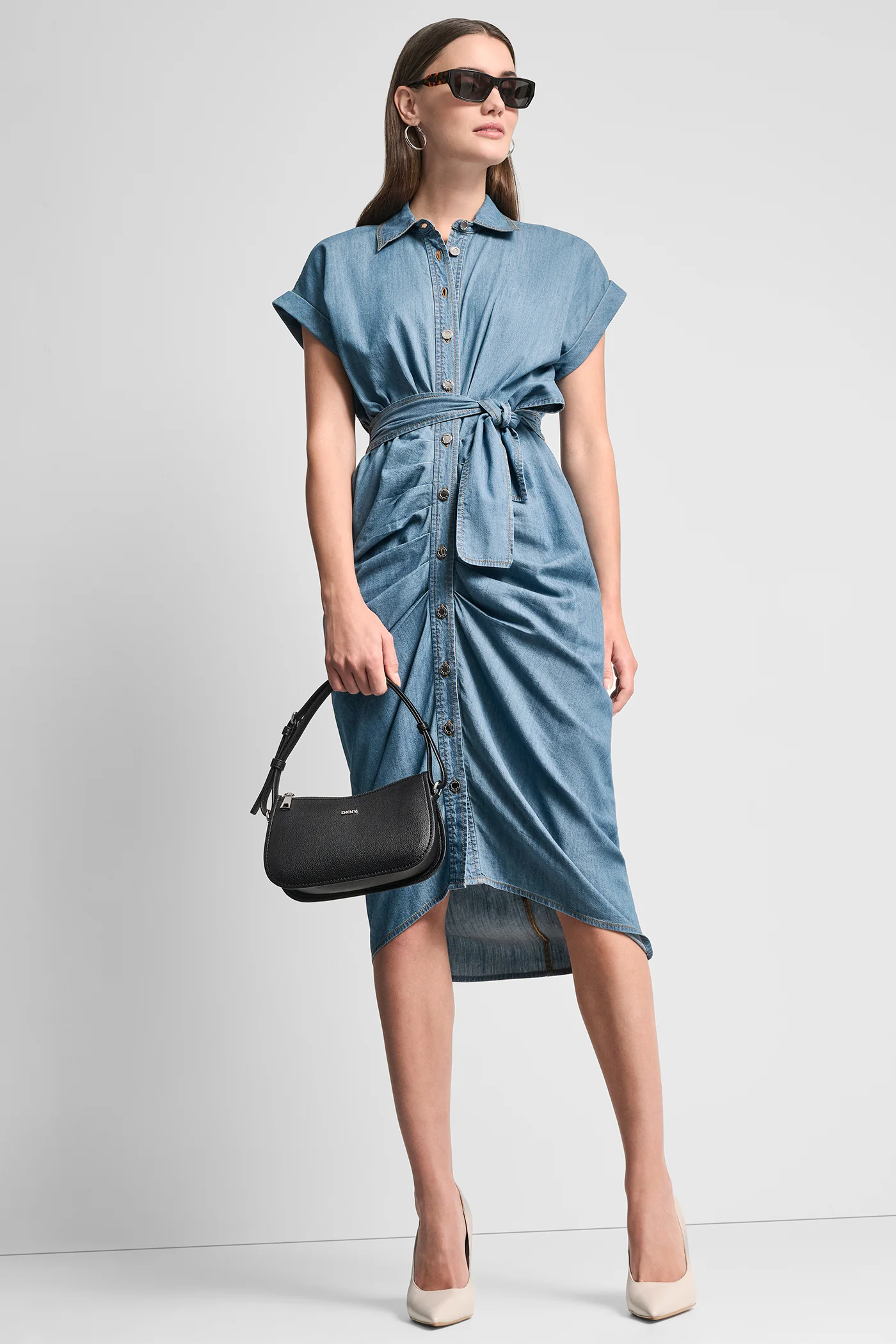 SHORT SLEEVE MIDI SHIRT DRESS - Image 6
