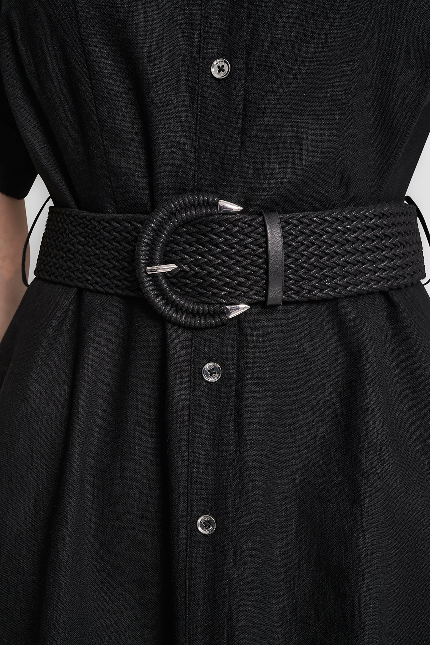 COLOR-BLOCK FIT & FLARE MIDI SHIRT DRESS - Image 4