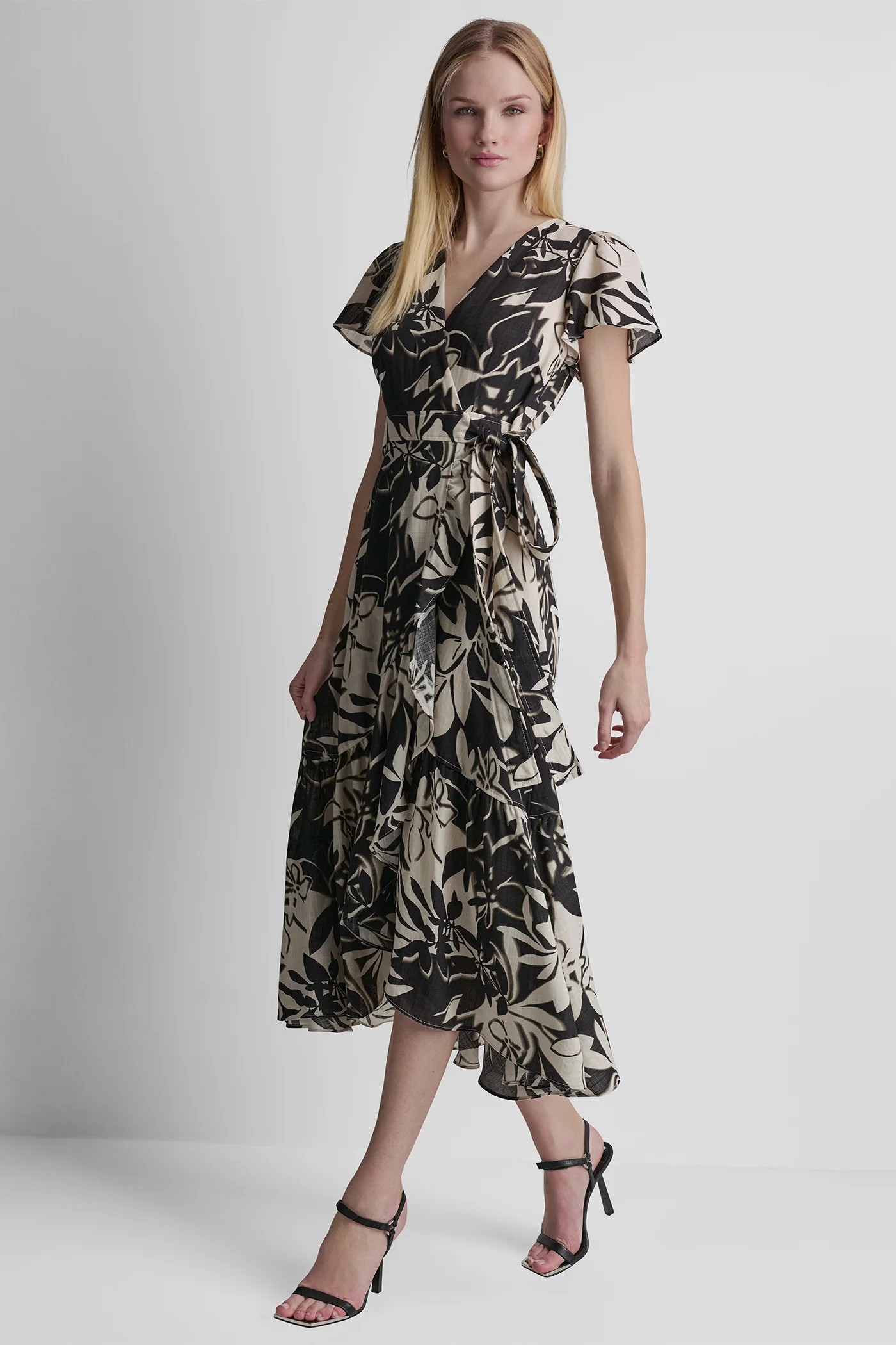 WRAP-EFFECT MIDI DRESS - Image 3