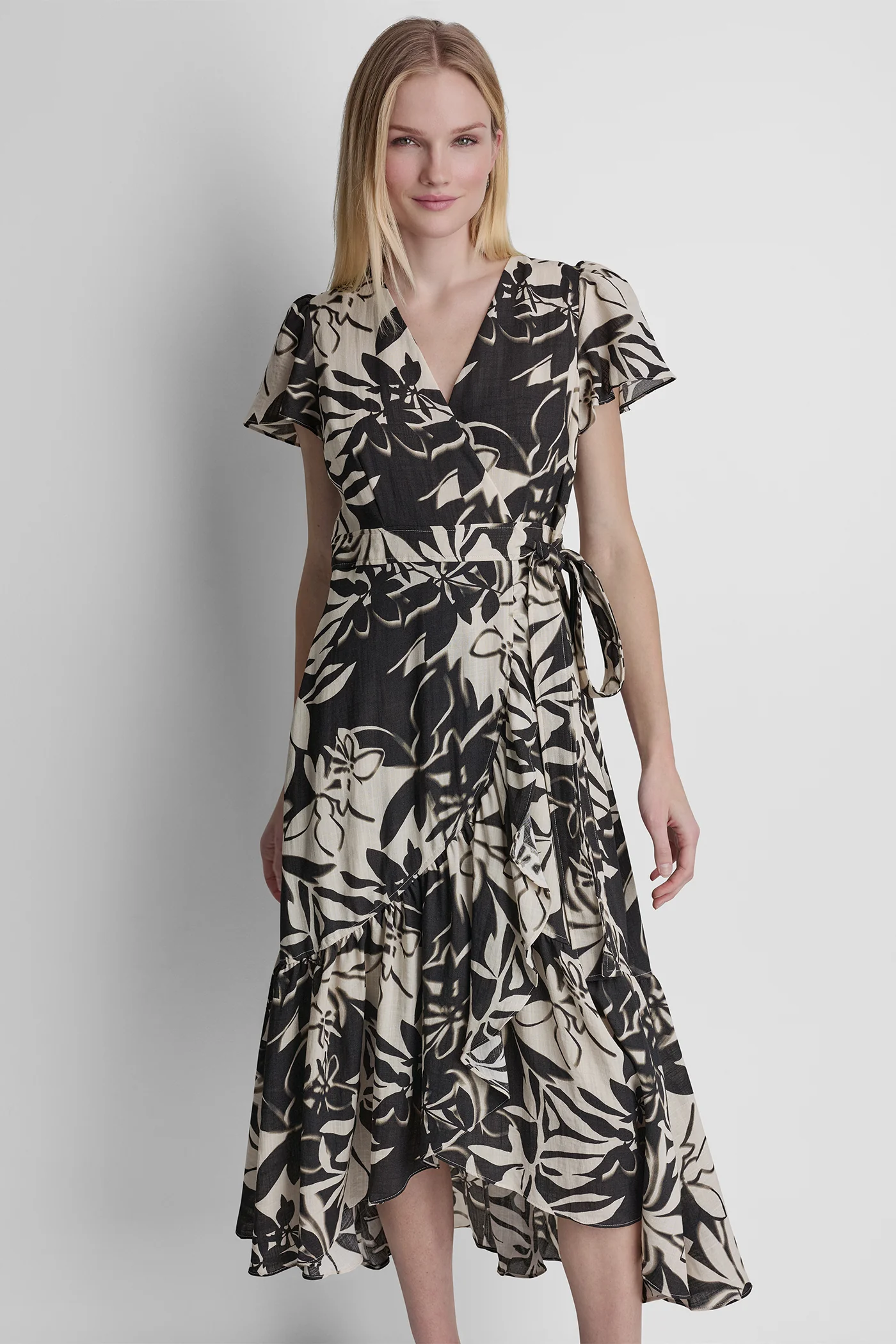 WRAP-EFFECT MIDI DRESS - Image 4