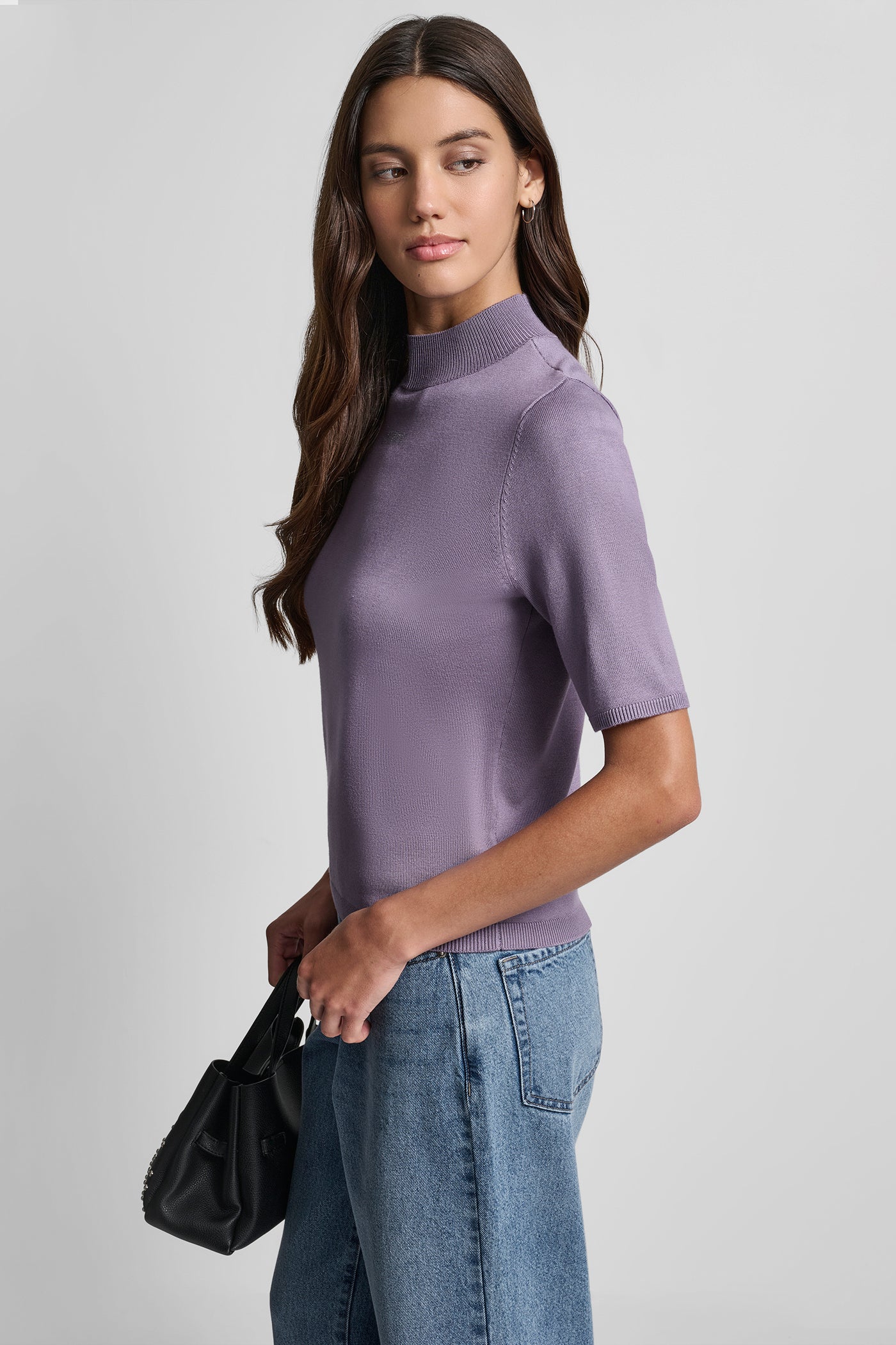 SHORT SLEEVE HOTFIX LOGO MOCK NECK SWEATER - Image 3