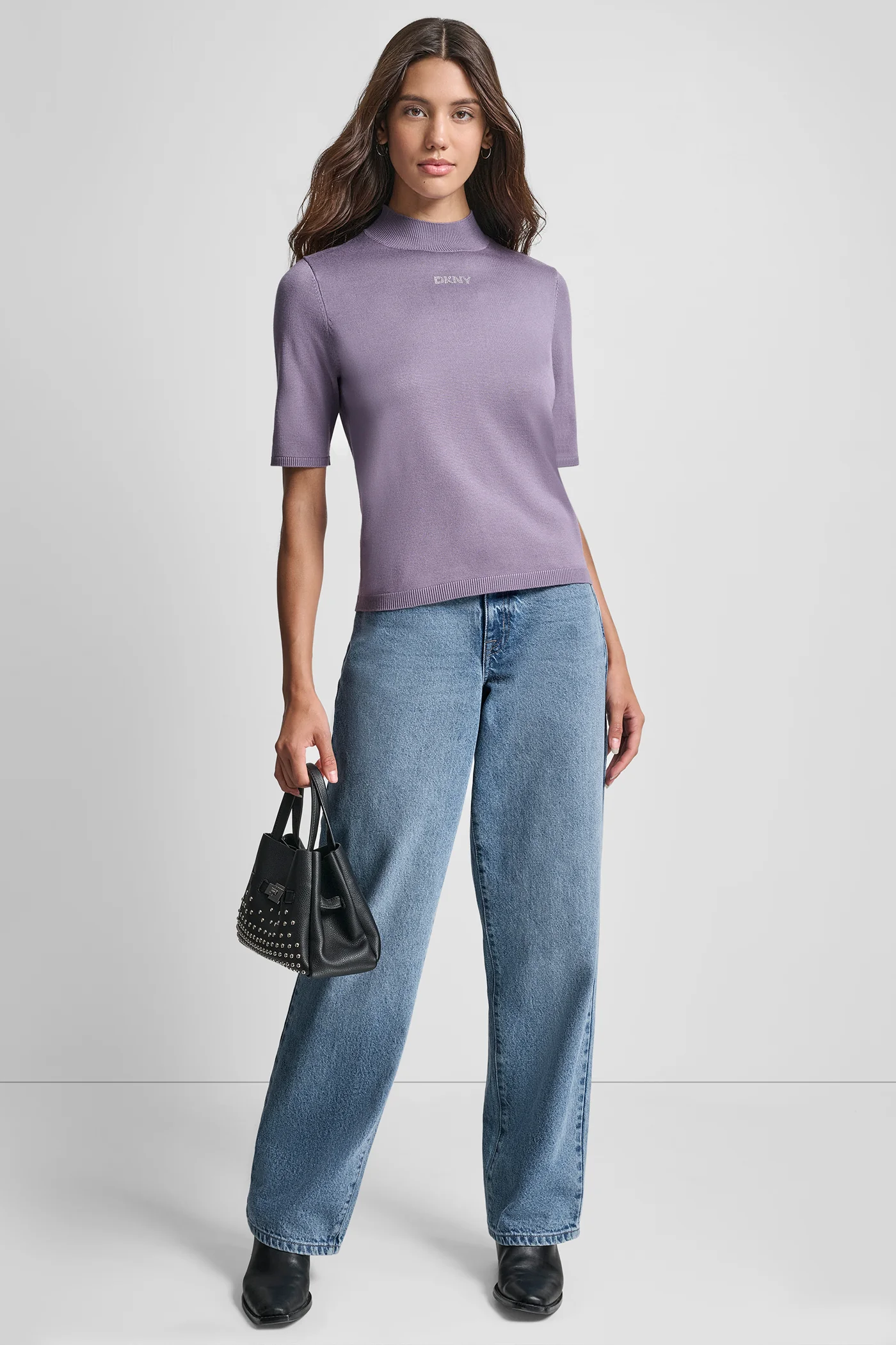 SHORT SLEEVE HOTFIX LOGO MOCK NECK SWEATER - Image 5