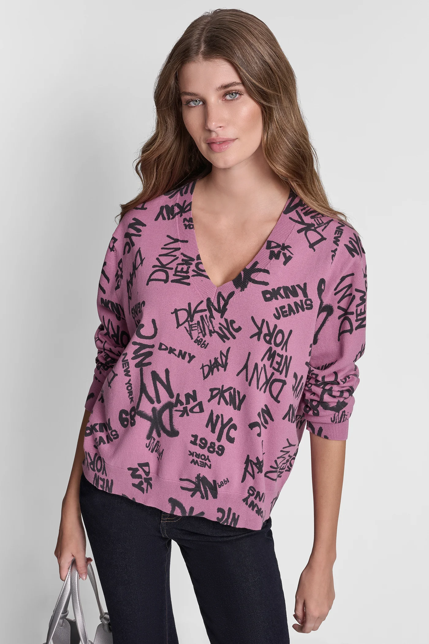 LOGO PRINTED V-NECK PULLOVER