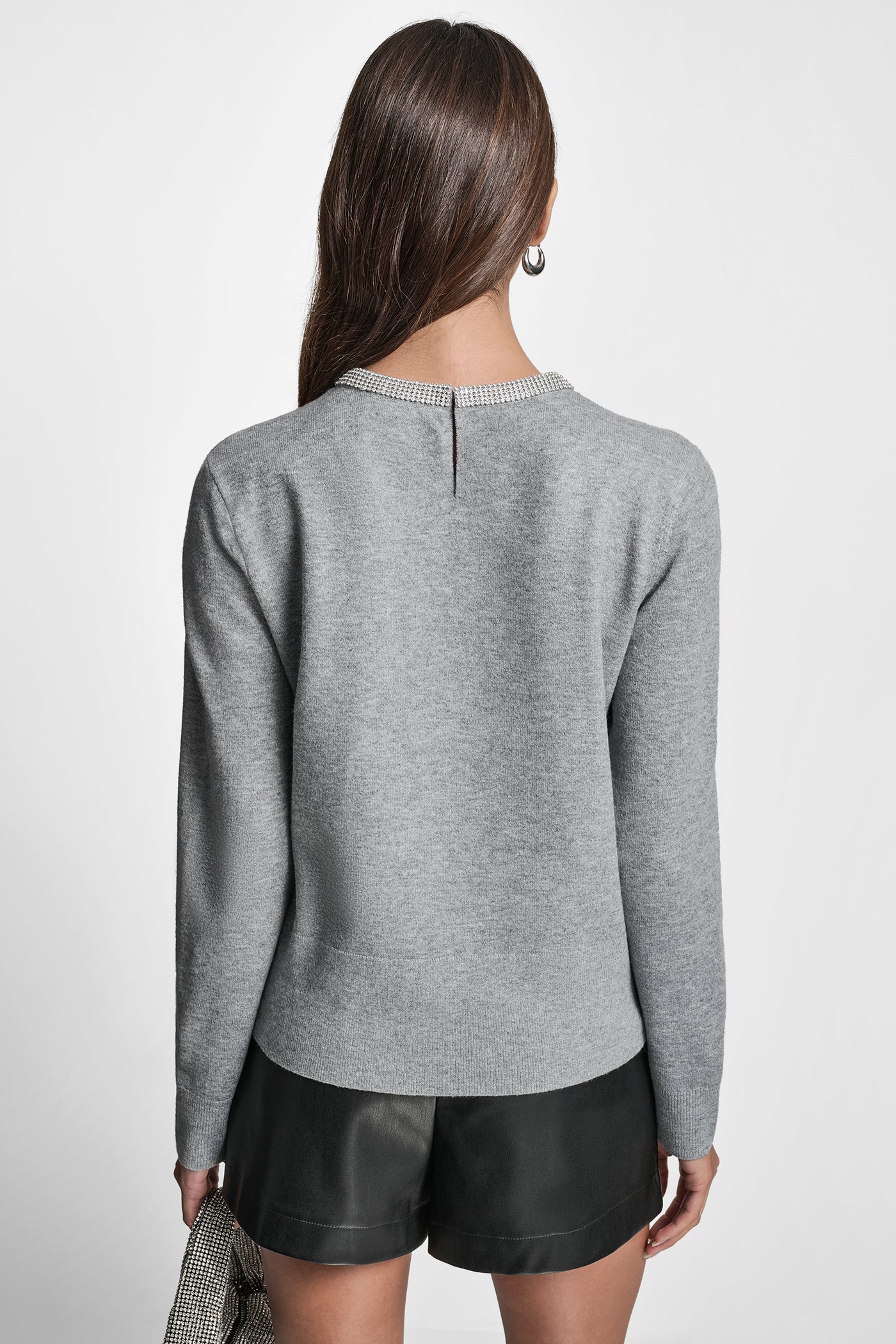 CREW NECK  WITH RHINESTONE TRIM AT NECK - Image 3