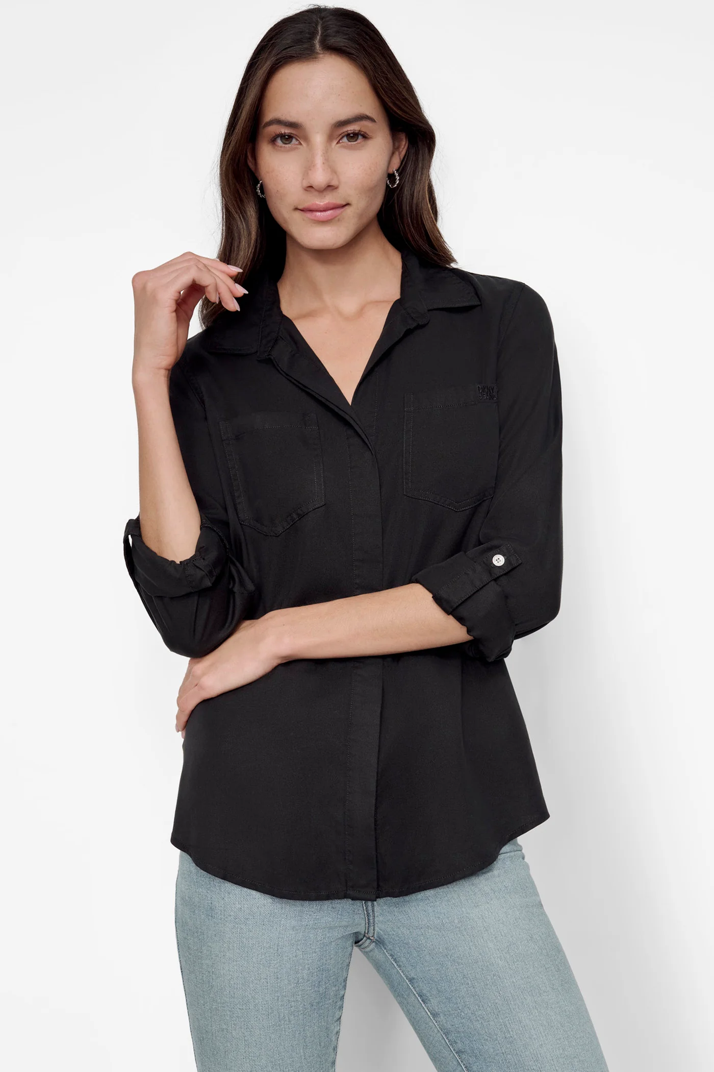 SPLIT BACK BUTTON FRONT WITH ROLL TAB