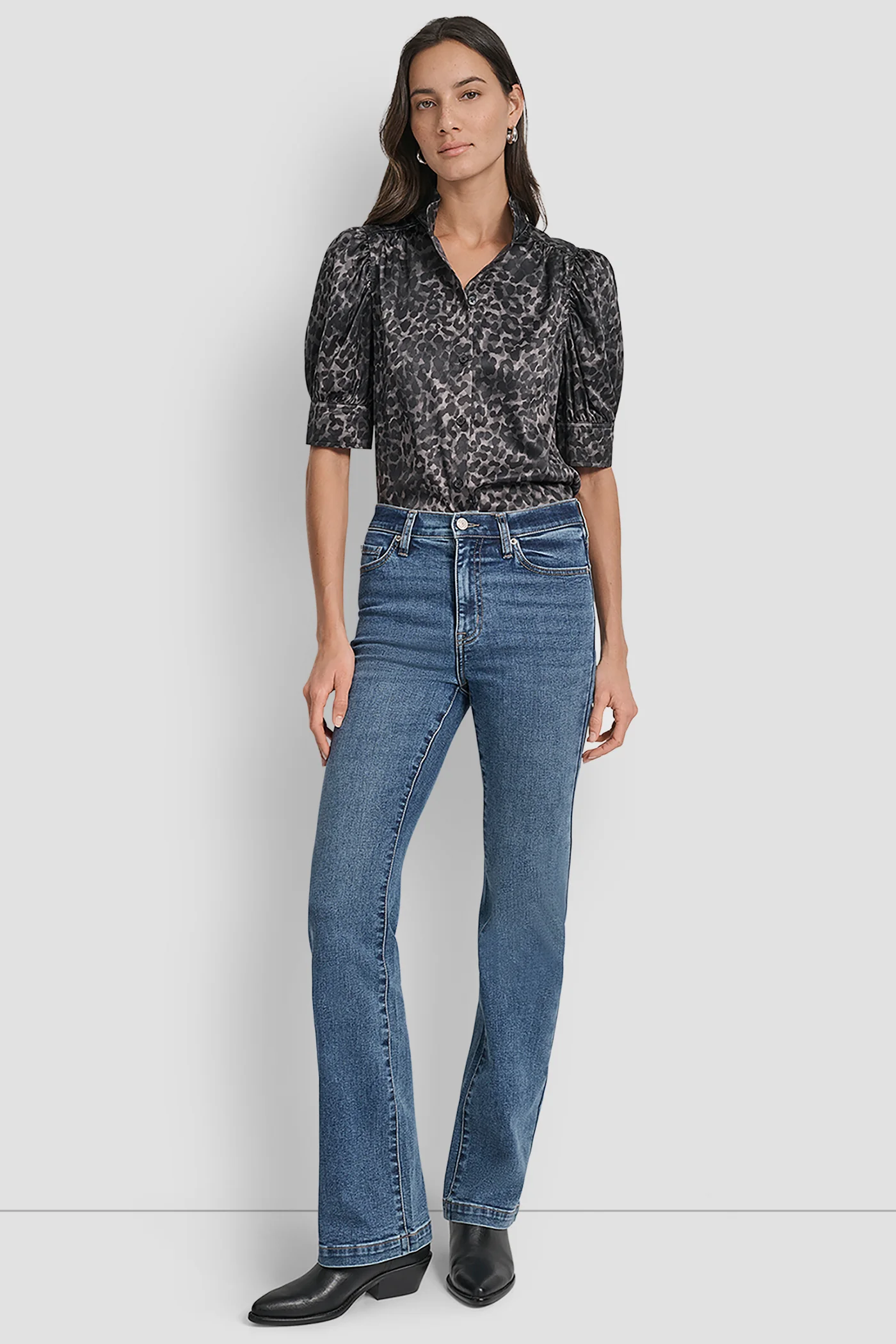 PUFF SLEEVE COLLARLESS SHIRT - Image 7