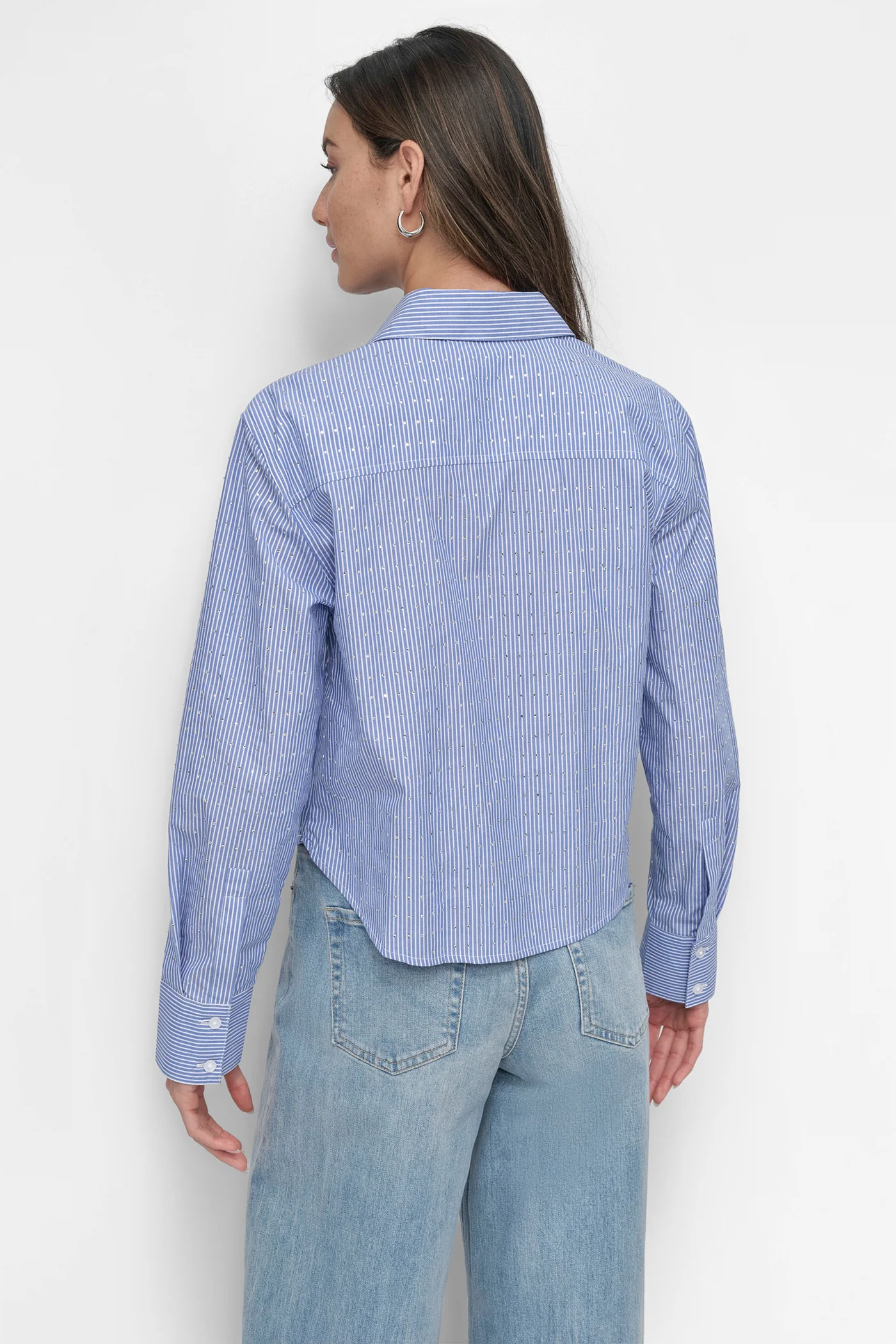 STRIPED POPILIN STUDDED RHINESTONE TOP - Image 2