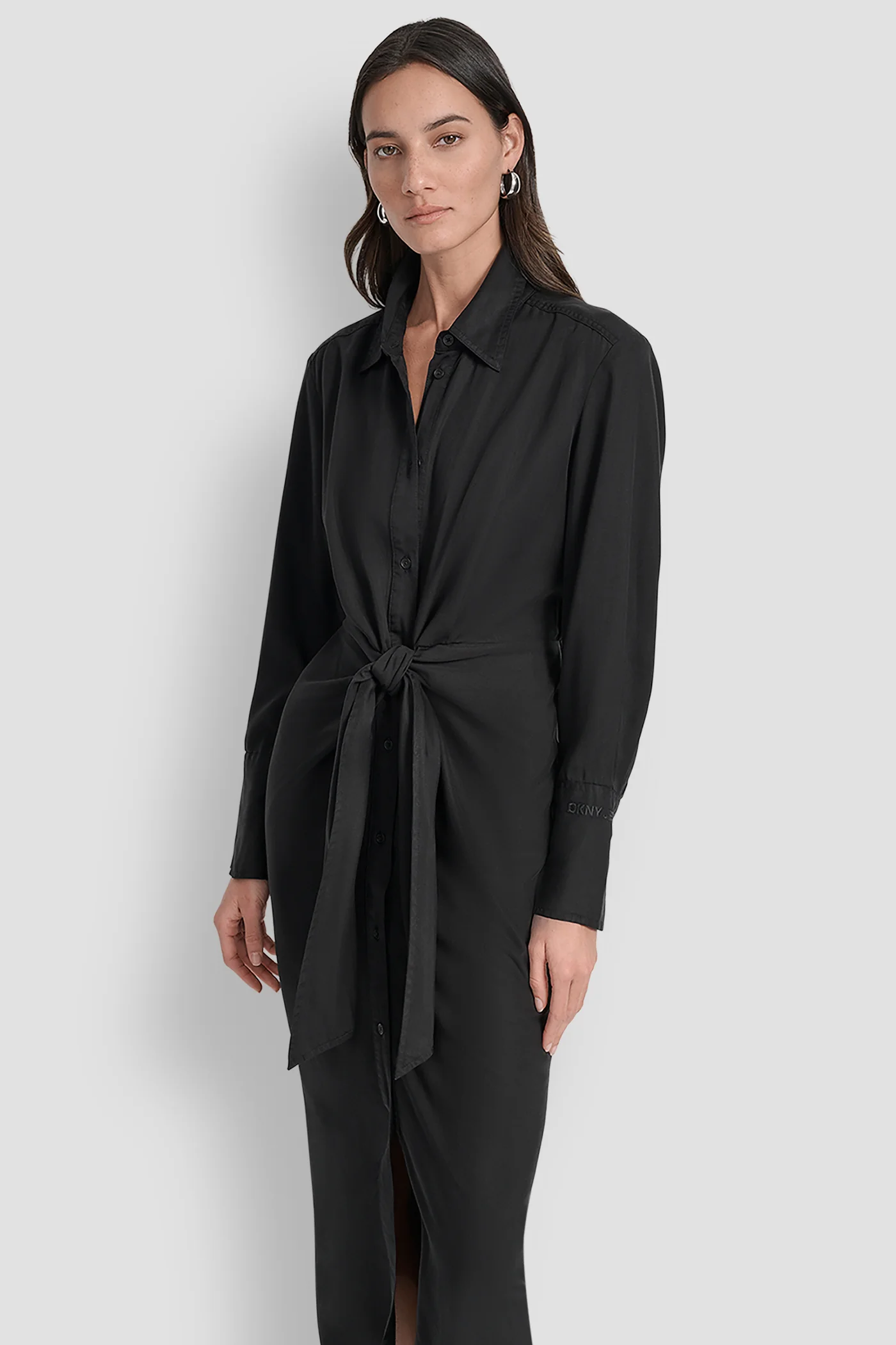 GARMENT DYE LONG SLEEVE BUTTON FRONT SHIRT DRESS - Image 3
