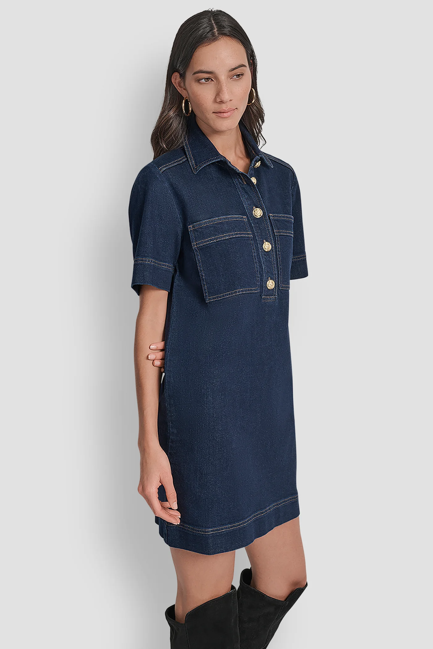 DENIM MINI SHIFT DRESS - Image 3