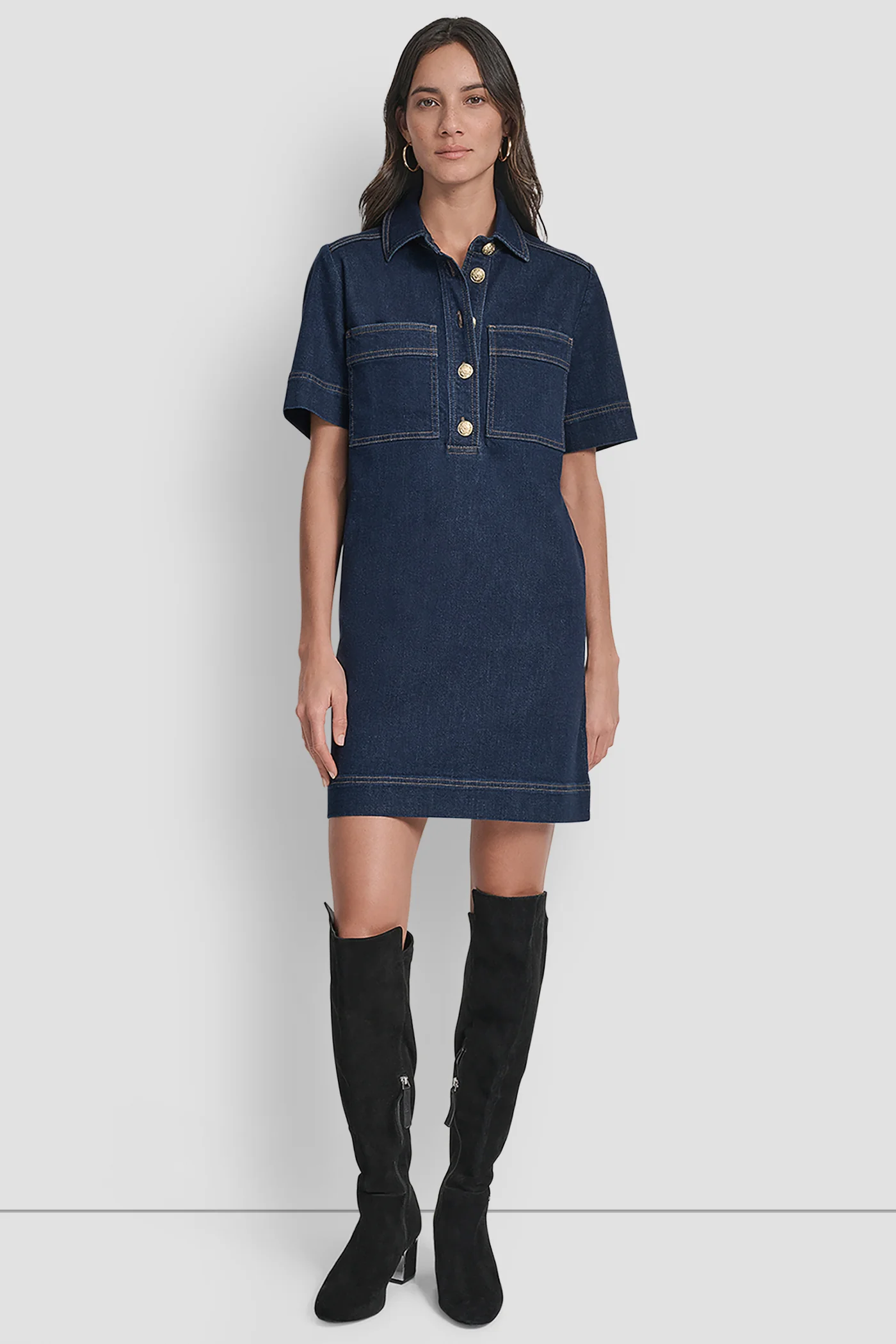 DENIM MINI SHIFT DRESS - Image 4