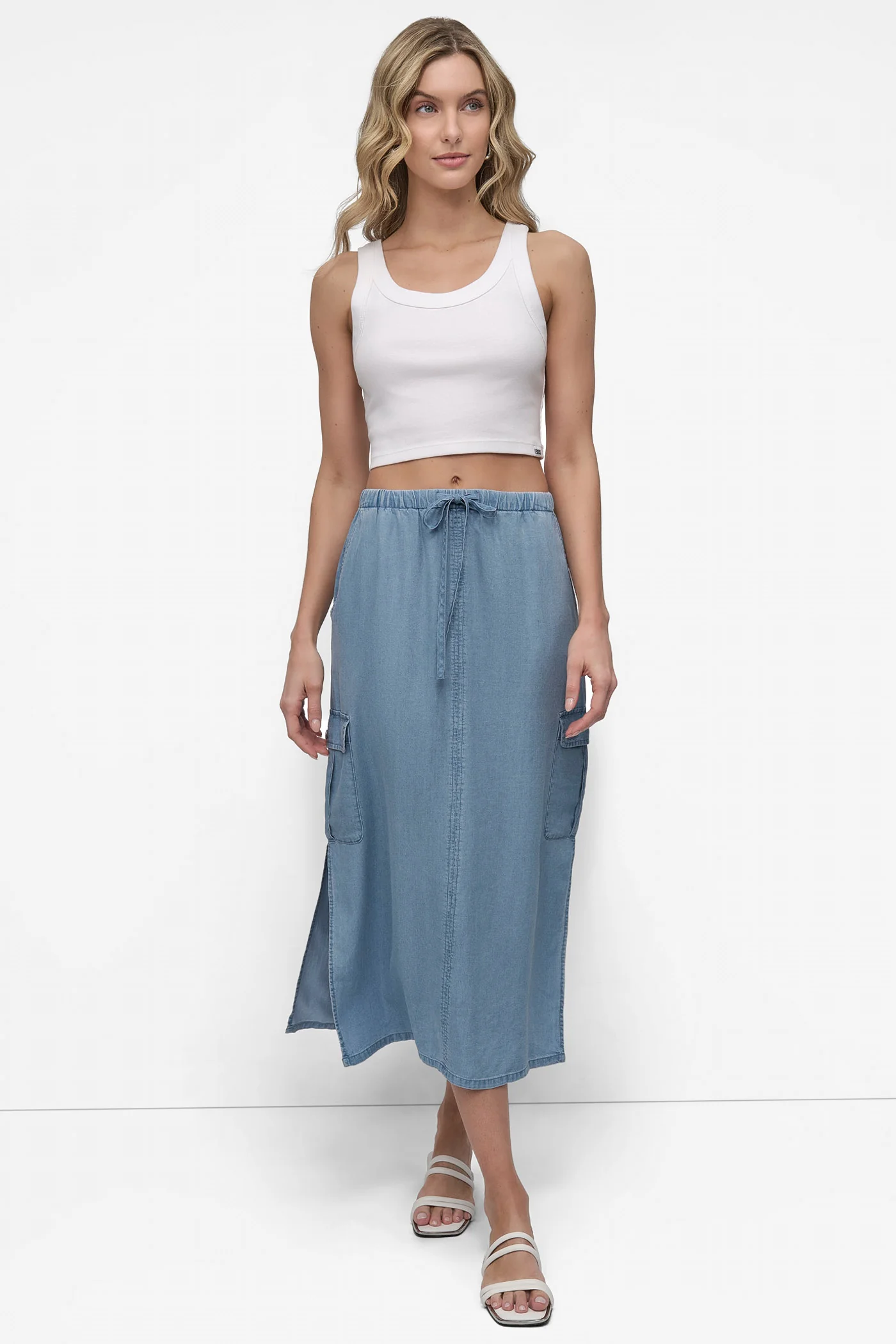 GARMENT DYE TIE WAIST CARGO SKIRT - Image 7