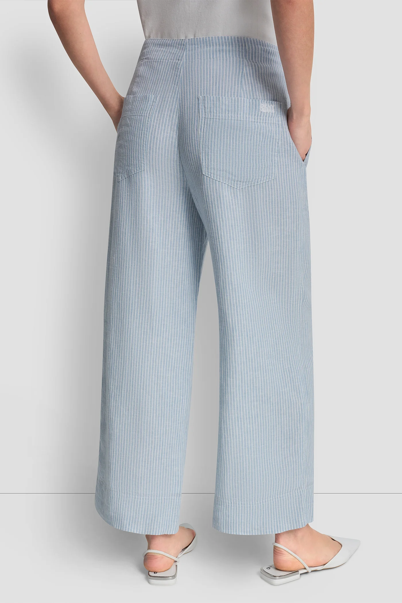 CROPPED WIDE LEG LINEN-BLEND PANTS - Image 2