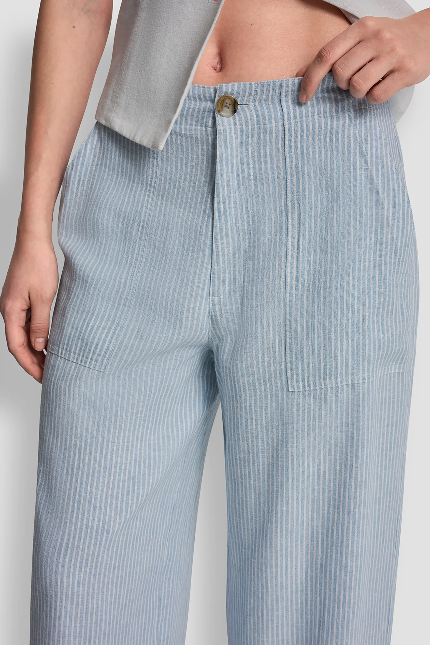 CROPPED WIDE LEG LINEN-BLEND PANTS - Image 6