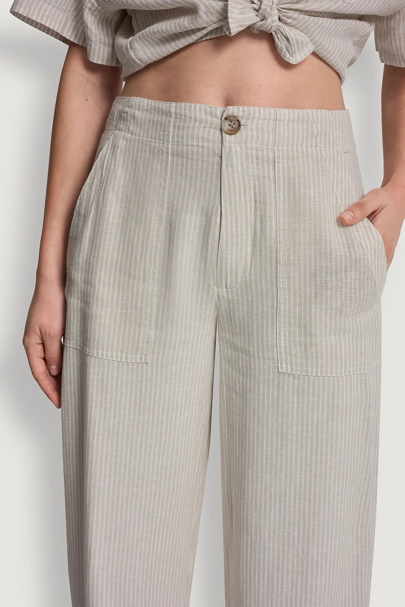 CROPPED WIDE LEG LINEN-BLEND PANTS - Image 6