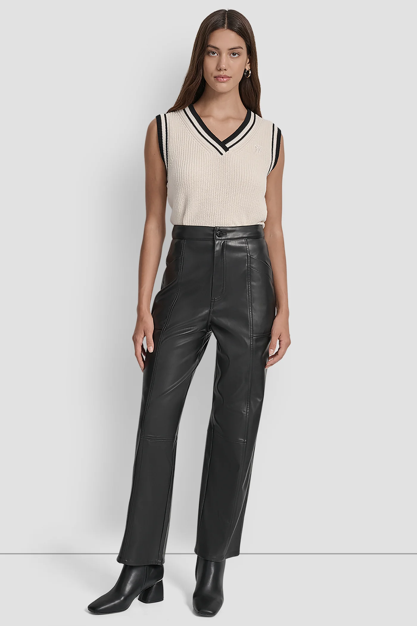 HIGH-RISE FAUX LEATHER STRAIGHT-LEG PANT - Image 6