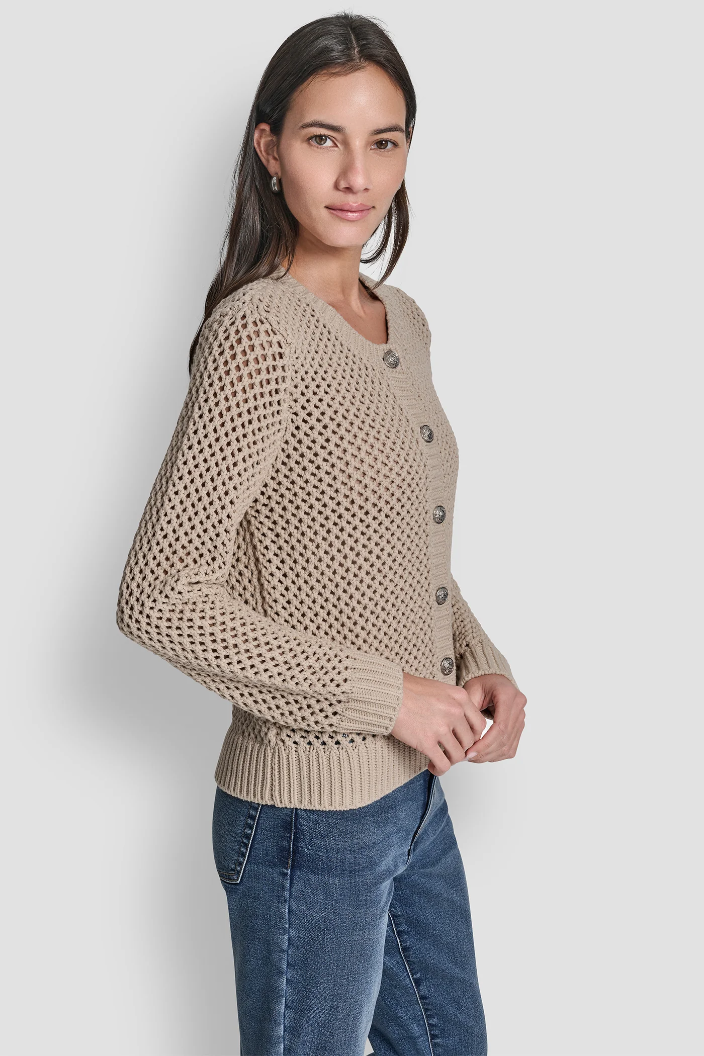 TEXTURED BUTTON FRONT SWEATER JACKET - Image 4