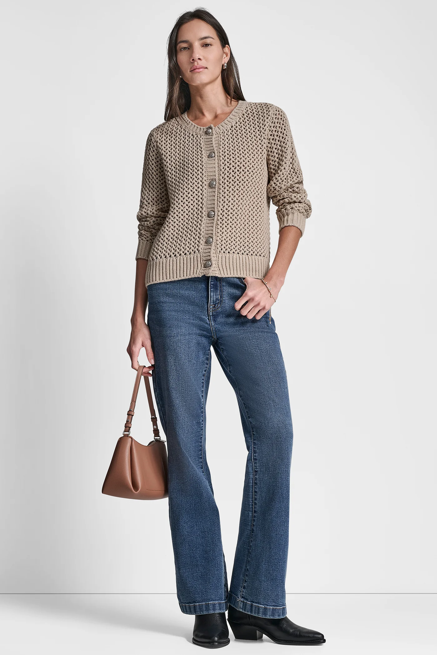 TEXTURED BUTTON FRONT SWEATER JACKET - Image 5