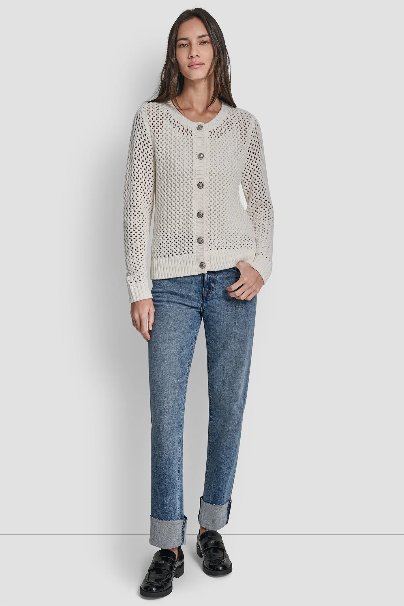 TEXTURED BUTTON FRONT SWEATER JACKET - Image 3