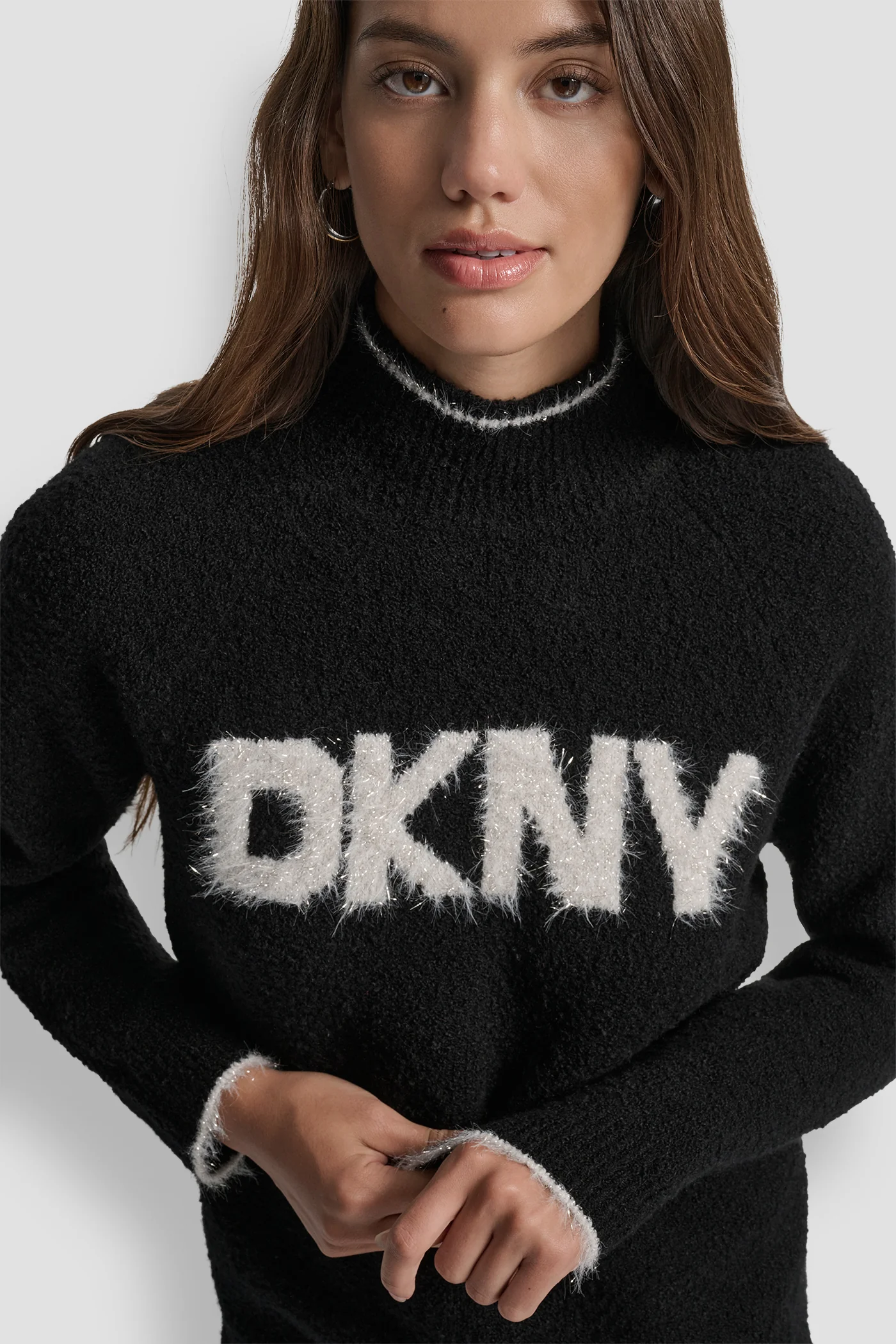 DKNY TINSEL LOGO LONG SLEEVE RAGLAN SWEATER - Image 5