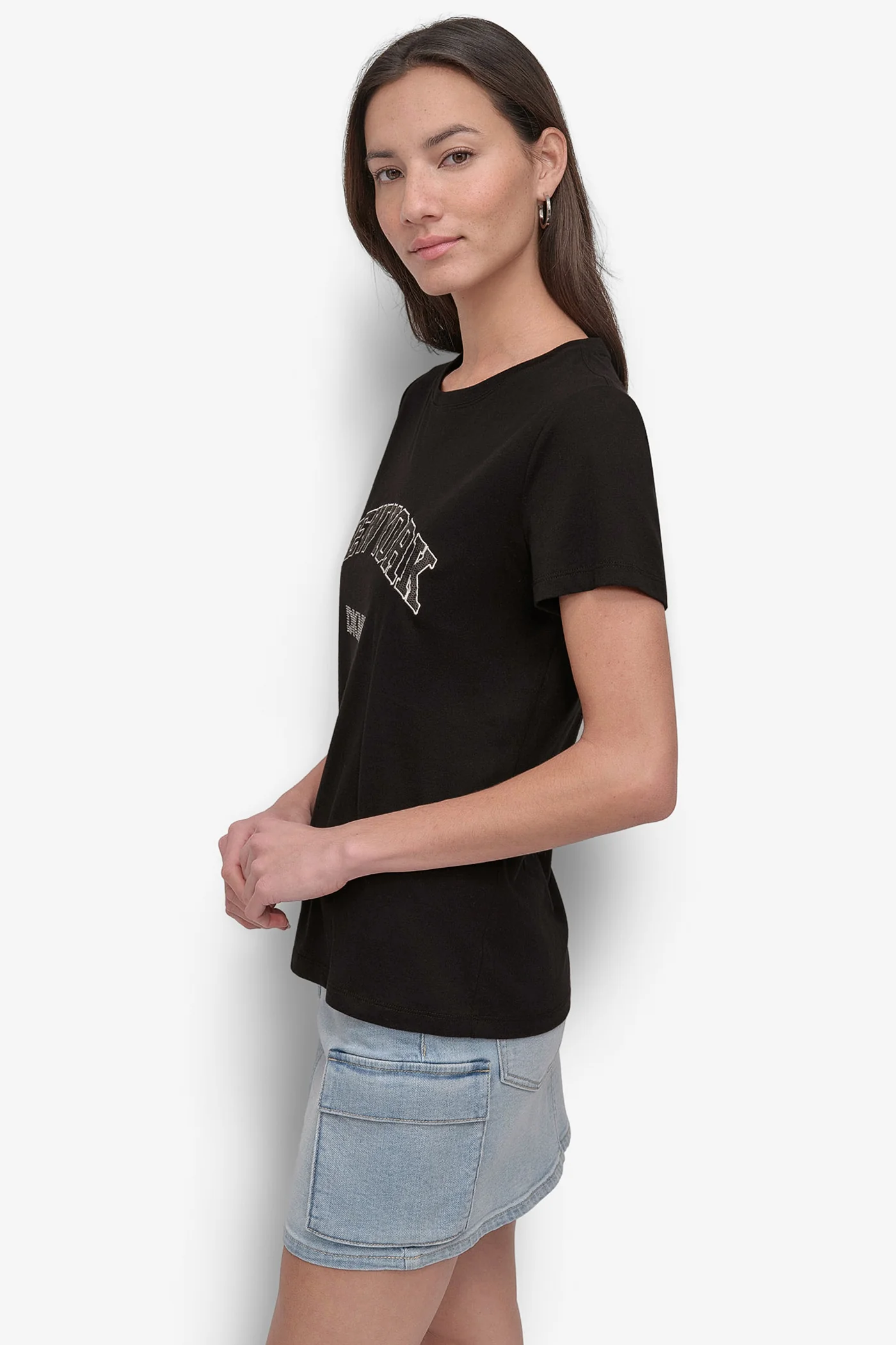 DKNY RHINESTONE STUD LOGO TEE - Image 3