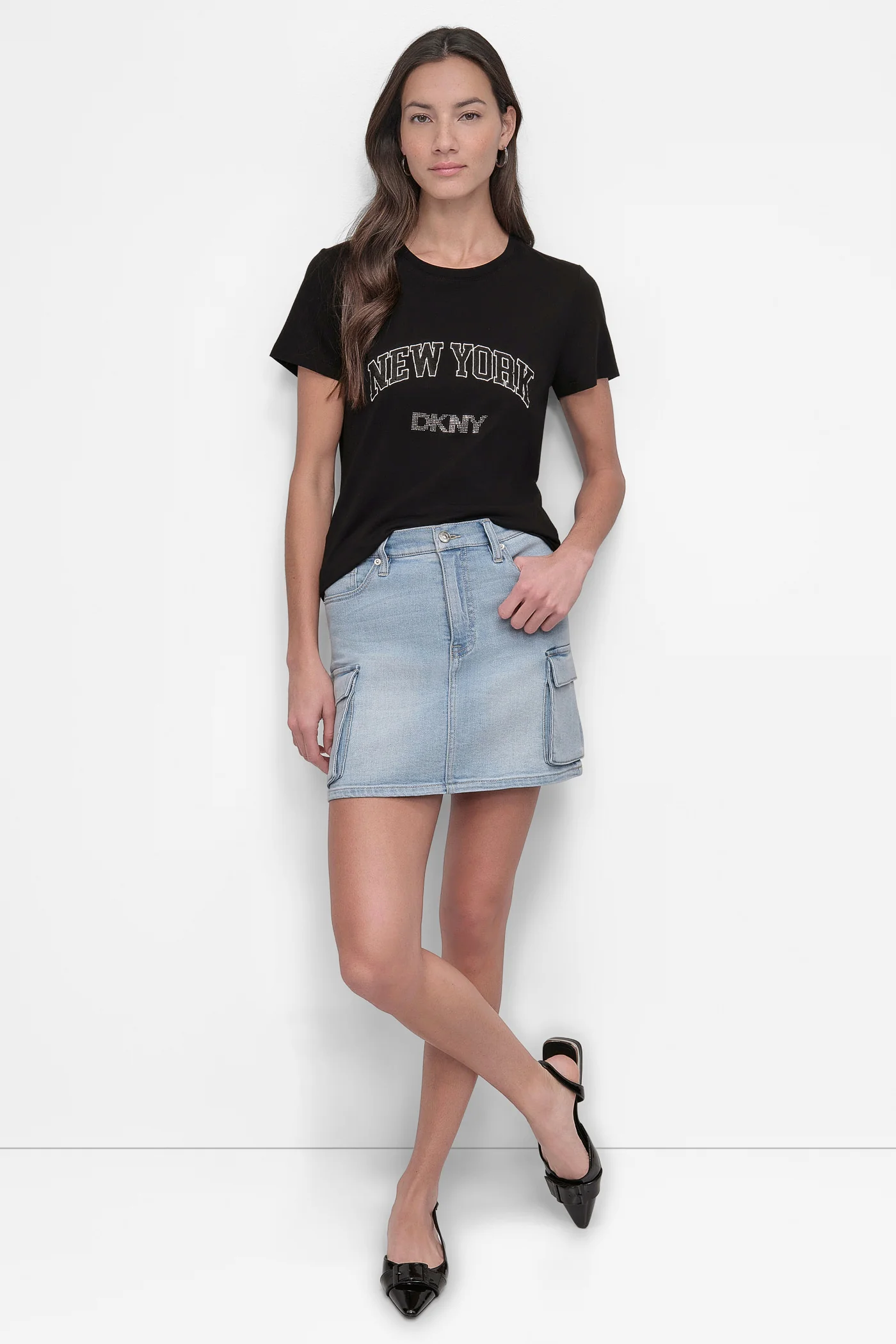 DKNY RHINESTONE STUD LOGO TEE - Image 6