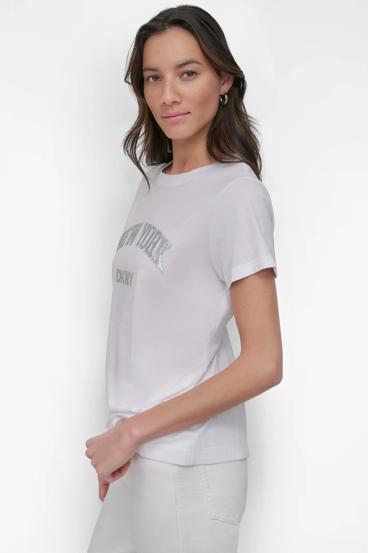 DKNY RHINESTONE STUD LOGO TEE - Image 3