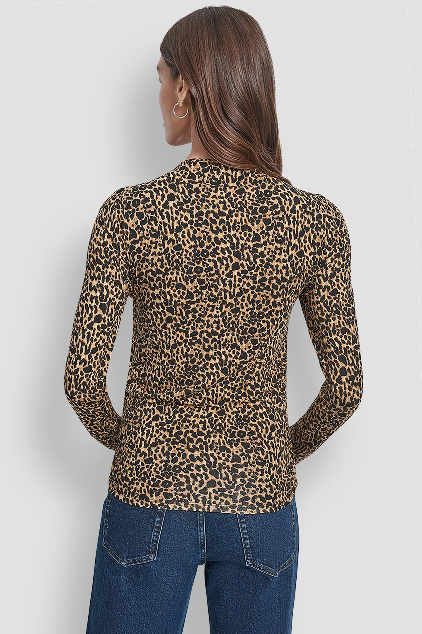 SIDE RUCHED HIGH NECK LONG SLEEVE TOP WITH RHINESTONE - Image 2