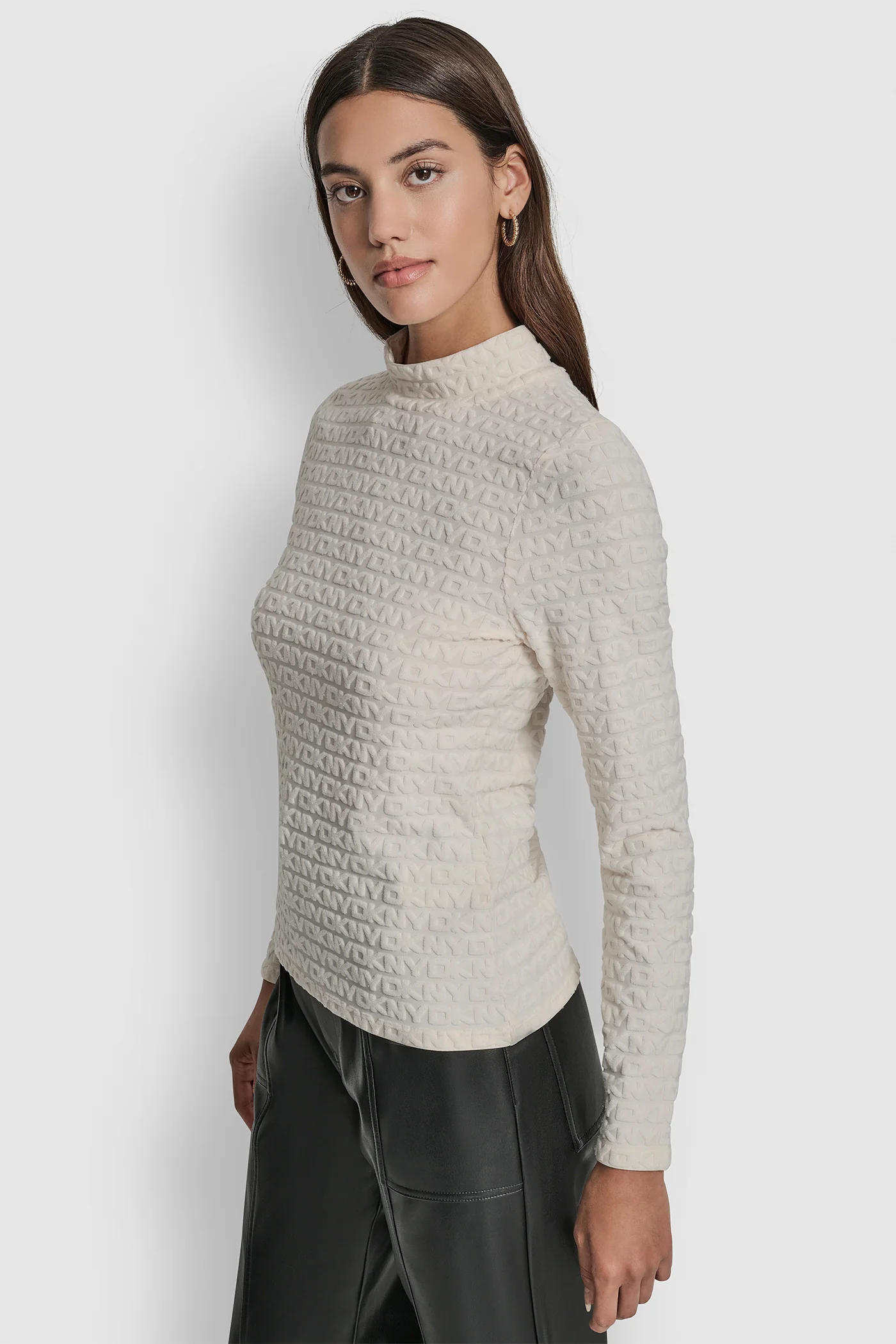 LOGO JACQUARD LONG SLEEVE MOCK NECK TEE - Image 3
