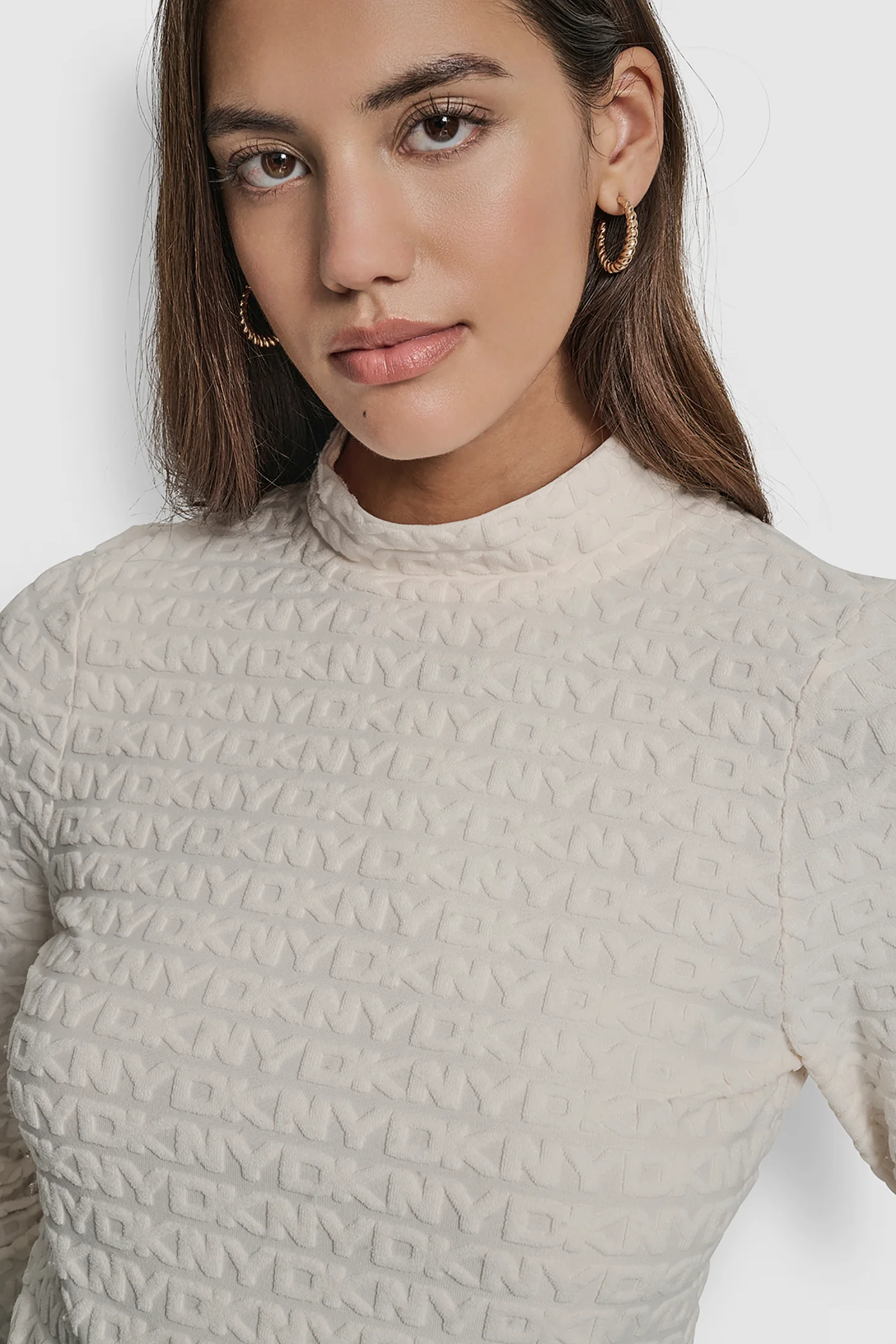 LOGO JACQUARD LONG SLEEVE MOCK NECK TEE - Image 4