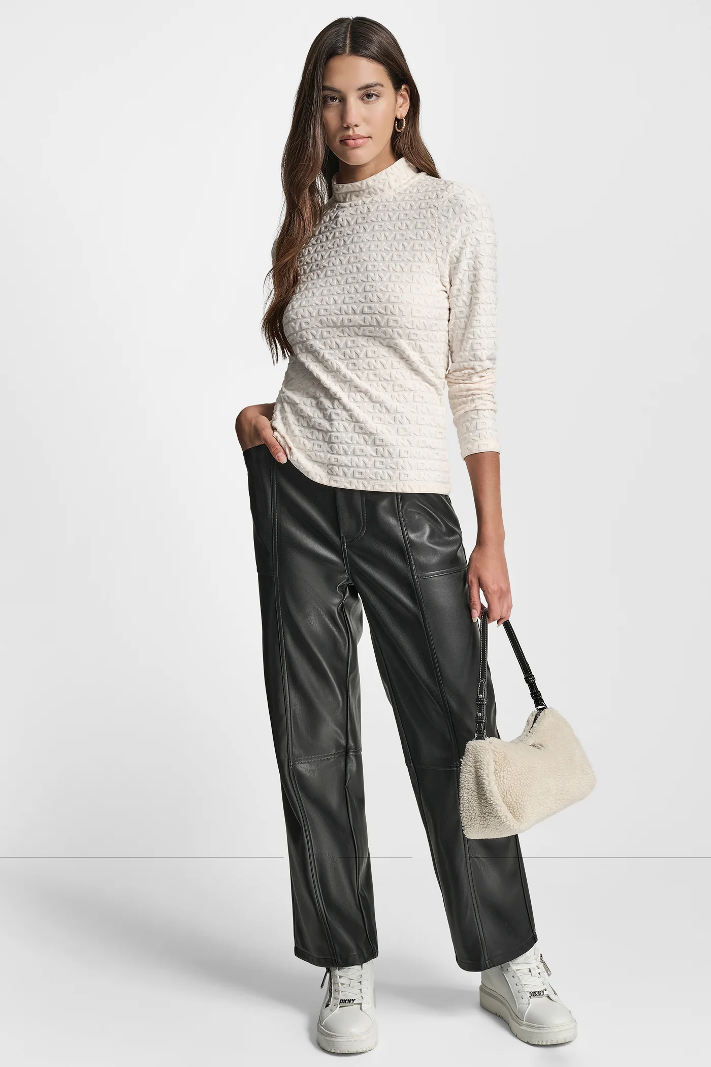 LOGO JACQUARD LONG SLEEVE MOCK NECK TEE - Image 6