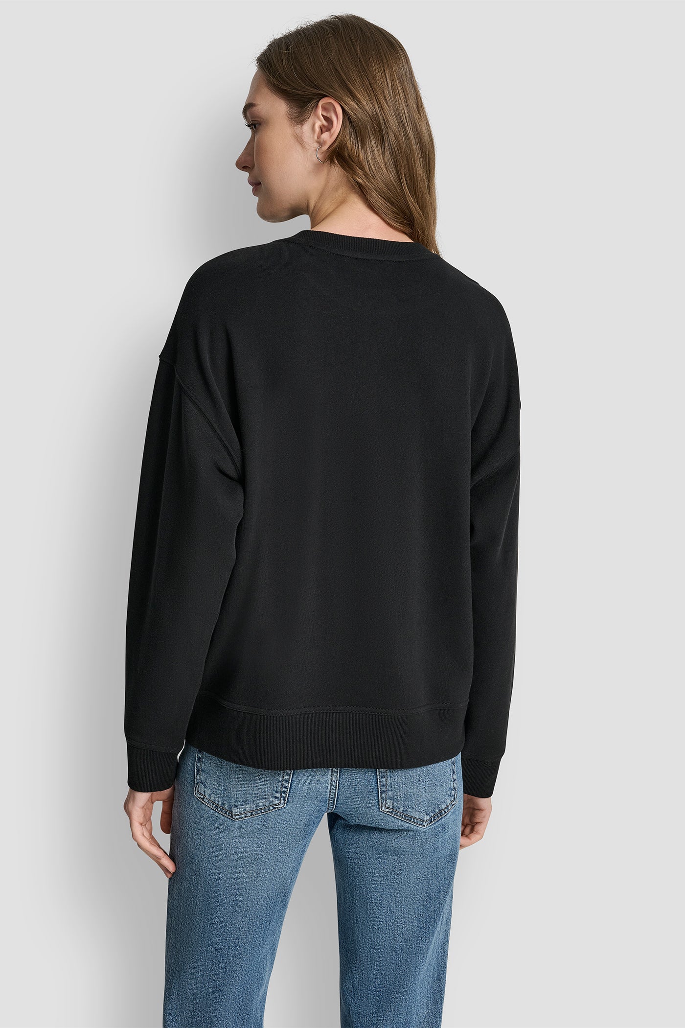 DKNY OUTLINE RHINESTONE NY PRINTED LOGO CREW NECK SWEATSHIRT - Image 2