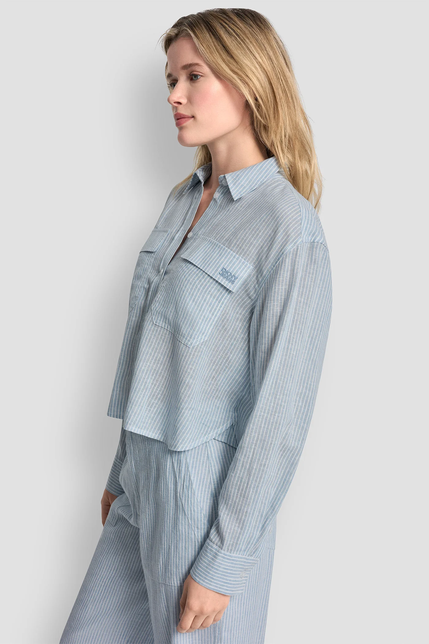 LINEN-BLEND BUTTON-FRONT SHIRT - Image 3